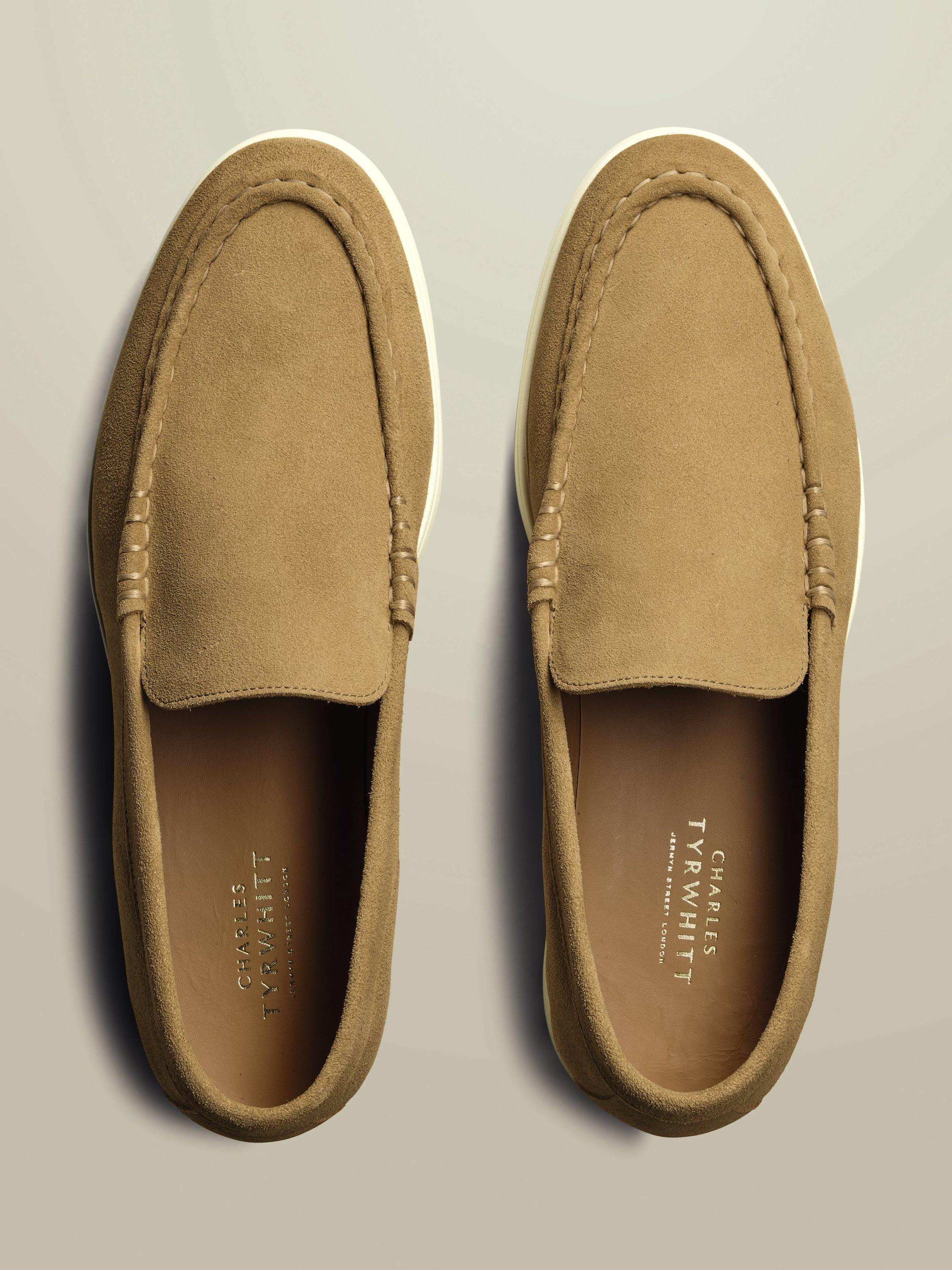 Product image 4 of 4, which shows Charles Tyrwhitt Suede Slip On Shoes, Sand, 12