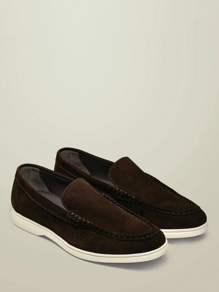 Charles Tyrwhitt Suede Loafers, Chocolate Brown - view 2, Chocolate Brown