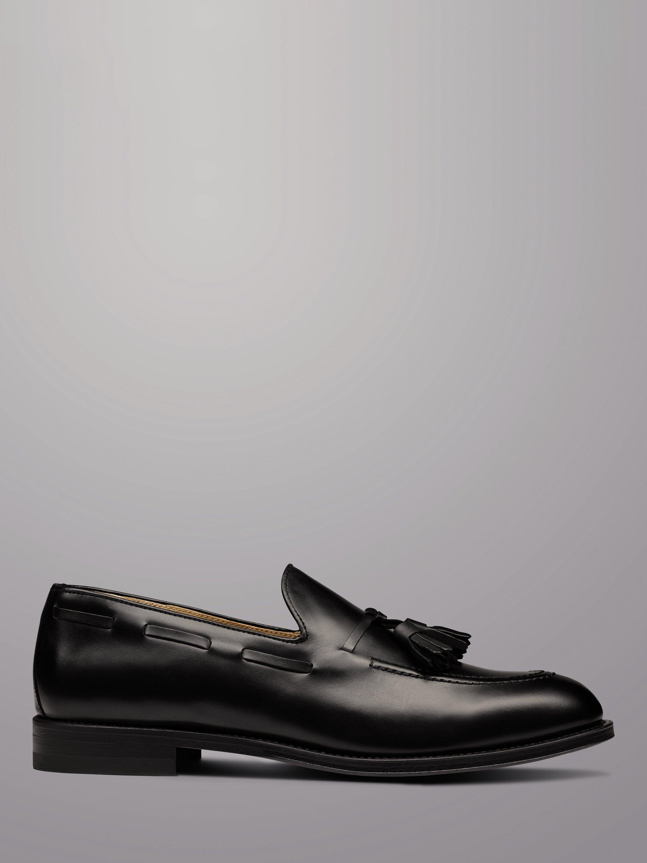Product image 1 of 4, which shows Charles Tyrwhitt Leather Tassel Loafers, Black, 10