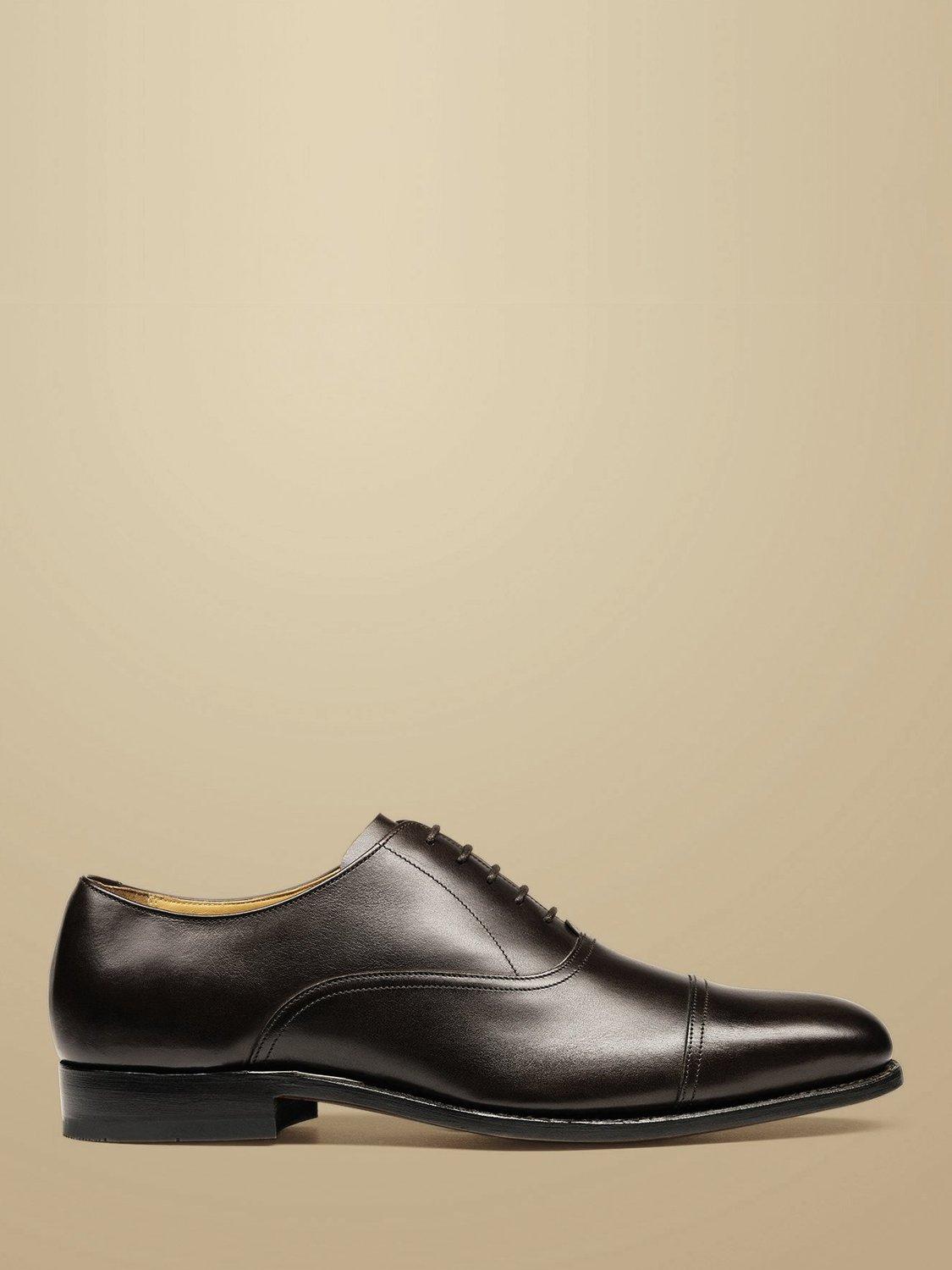 Product image 1 of 5, which shows Charles Tyrwhitt Leather Oxford Shoes, Dark Chocolate, 9.5