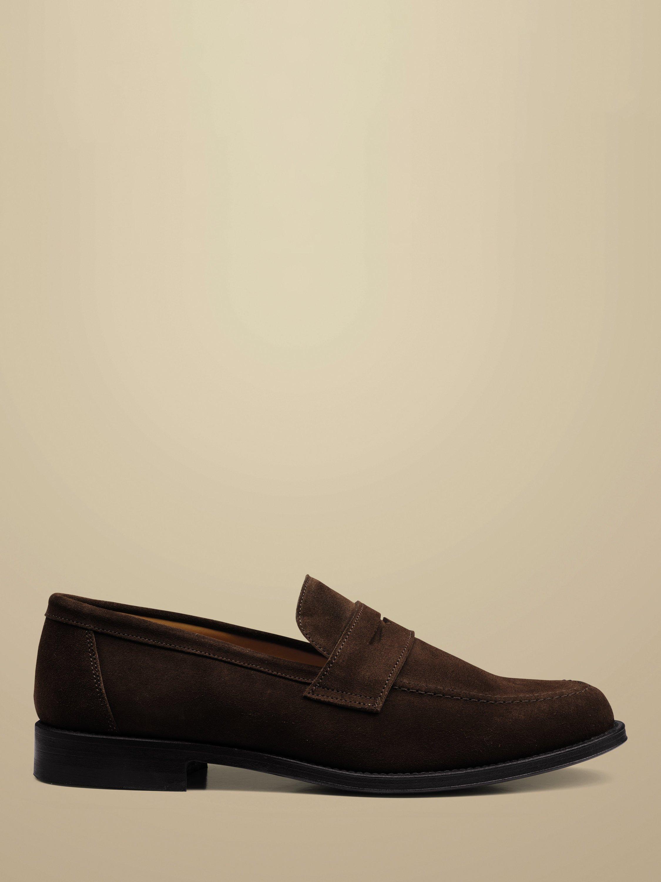 Product image 1 of 4, which shows Charles Tyrwhitt Suede Loafers, Chocolate Brown, 8.5
