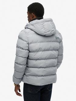Superdry Hooded Sports Puffer Jacket - view 2, Washed Denim