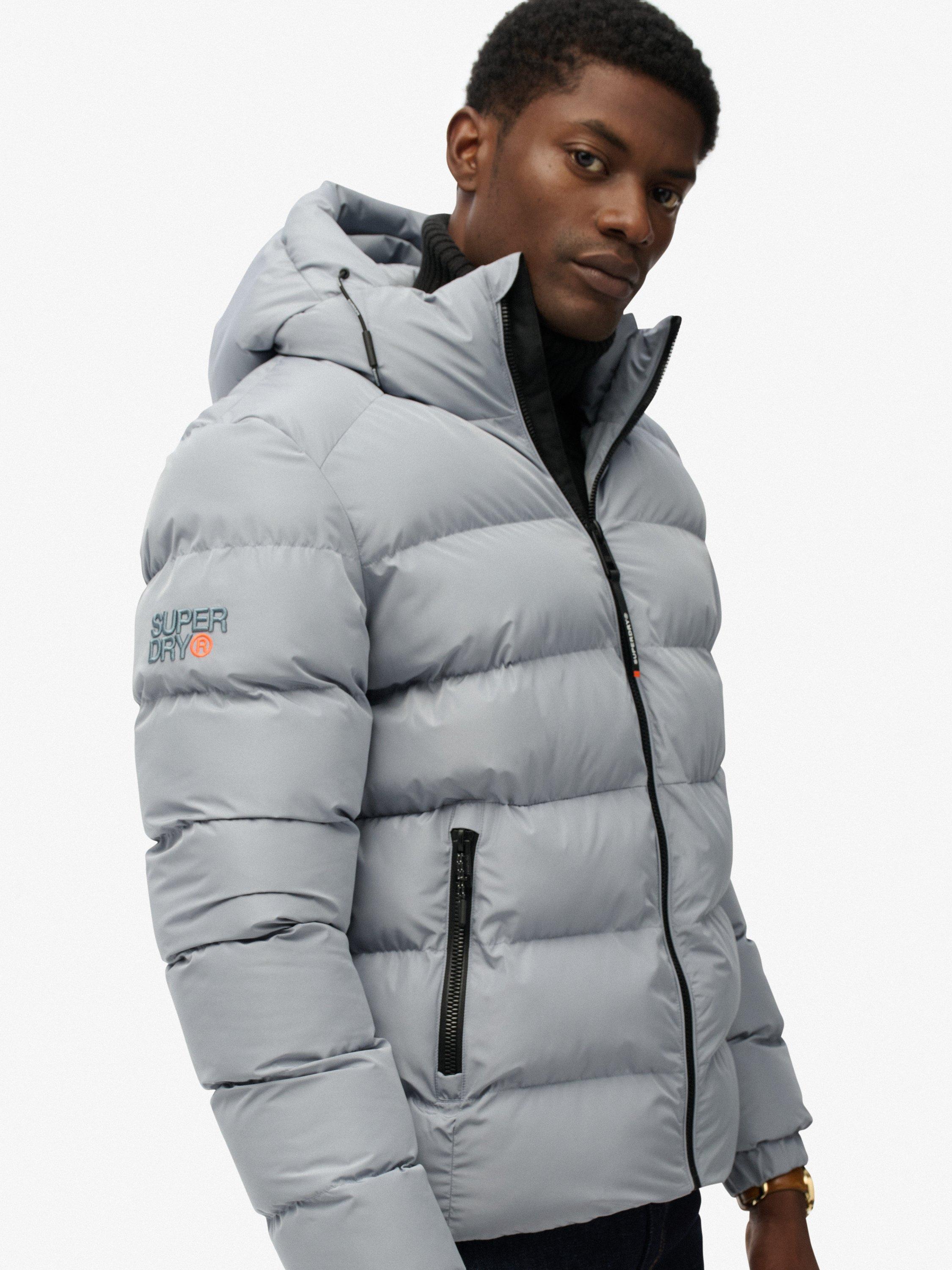 Product image 5 of 6, which shows Superdry Hooded Sports Puffer Jacket, Washed Denim, M