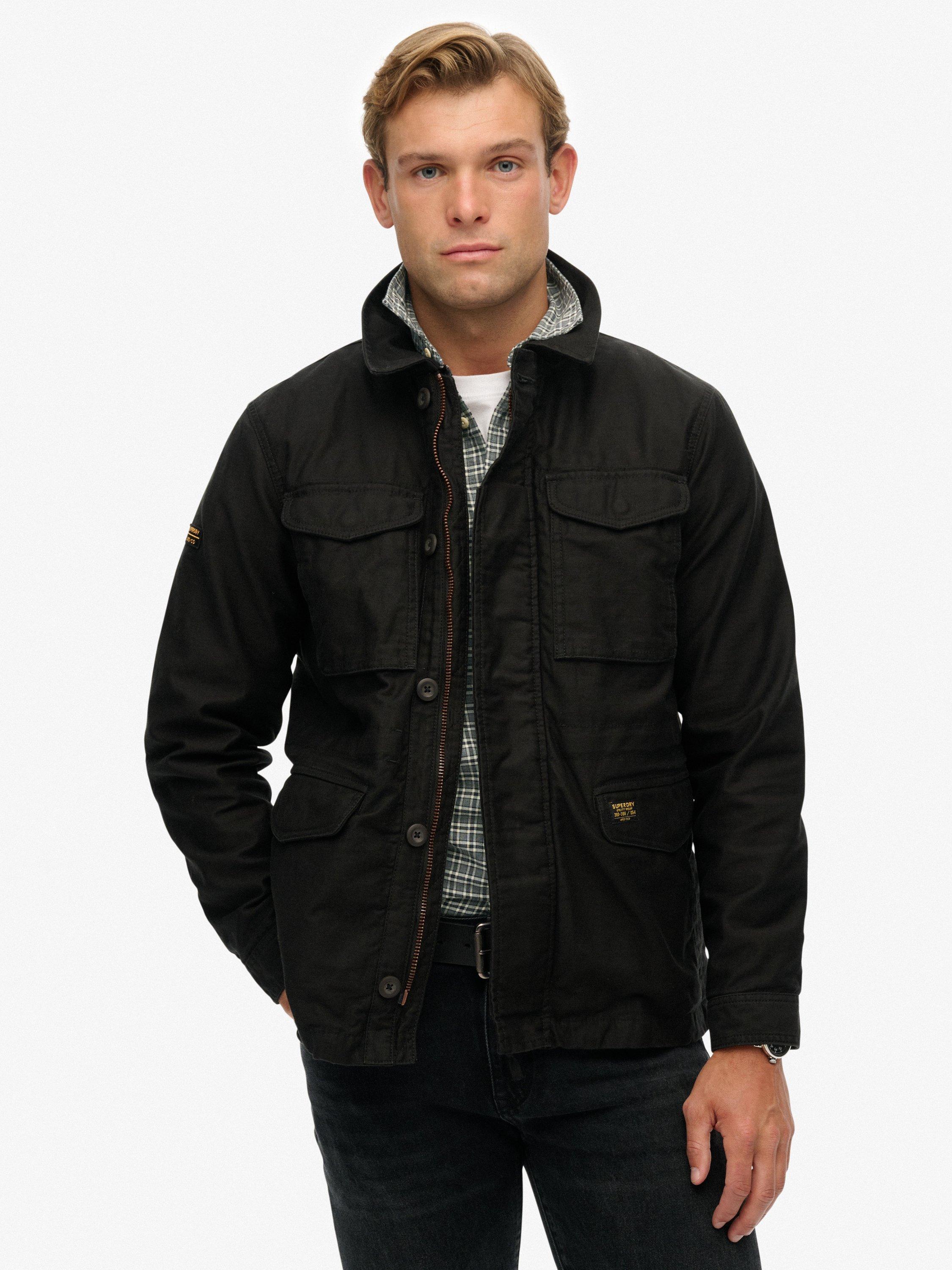 Product image 1 of 7, which shows Superdry Collared M65 Cotton Jacket, Jet Black, S