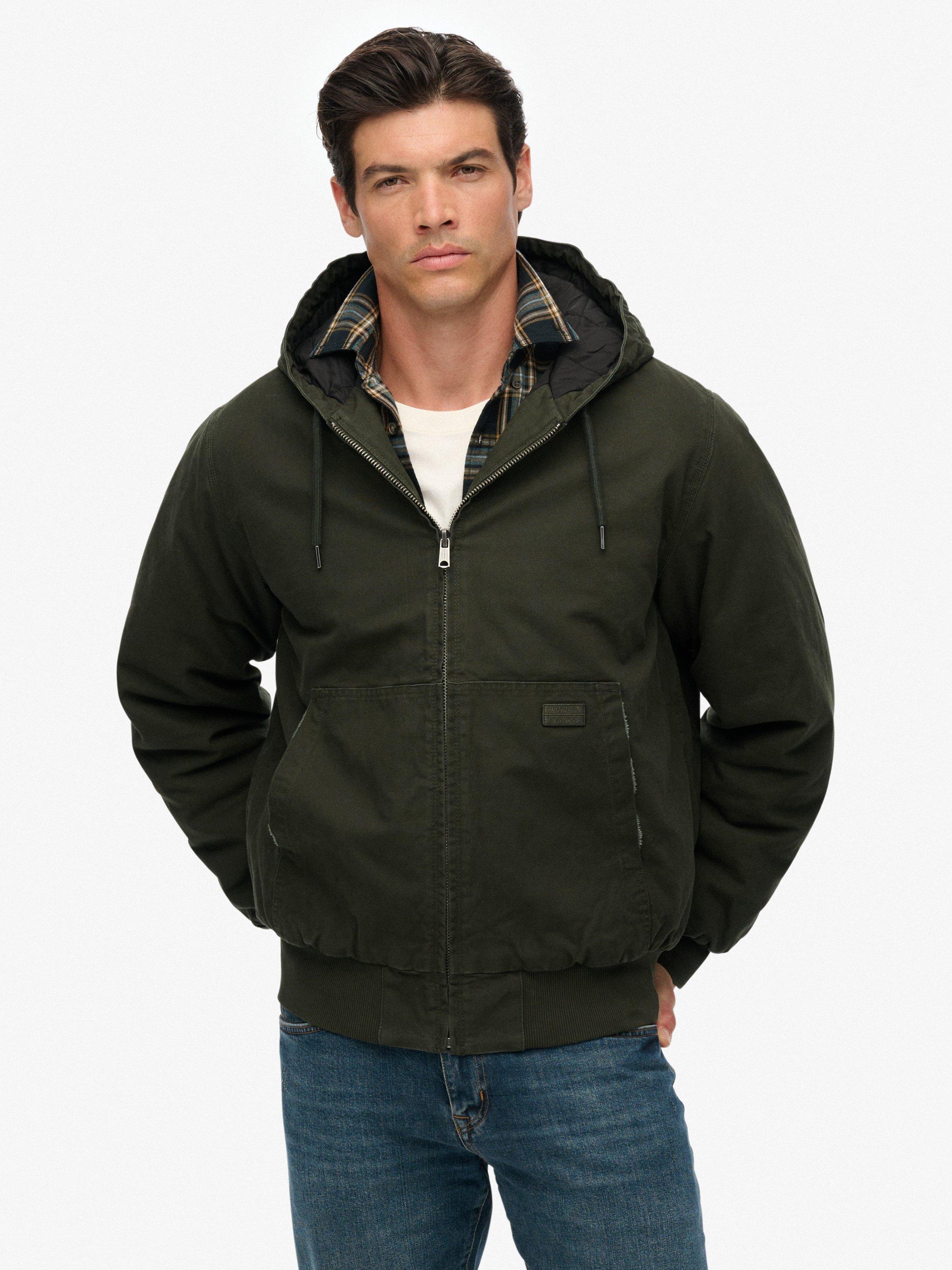 Product image 4 of 6, which shows Superdry Canvas Surplus Hooded Cotton Jacket, Olive Green, XXXL