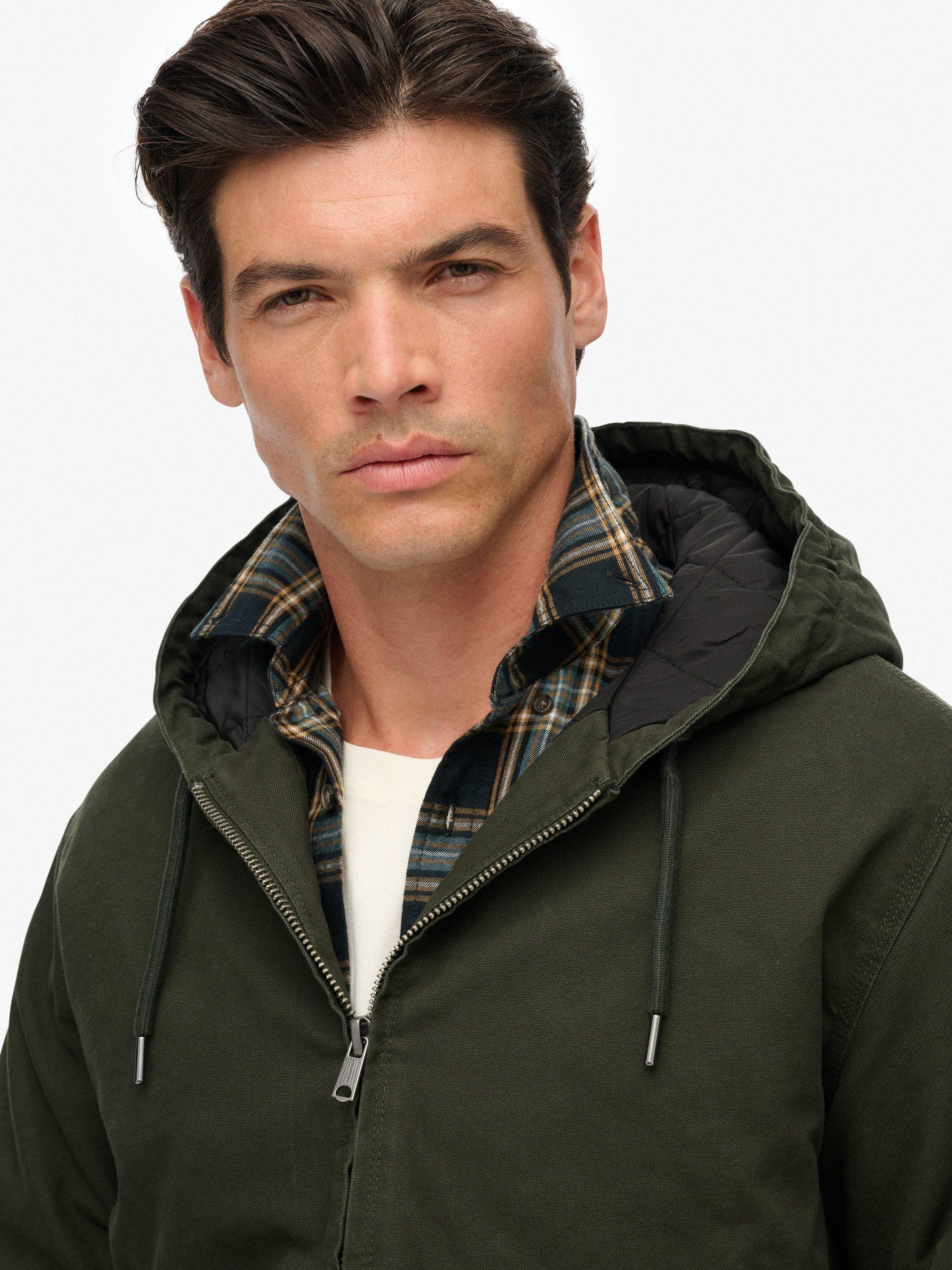 Product image 5 of 6, which shows Superdry Canvas Surplus Hooded Cotton Jacket, Olive Green, XXXL