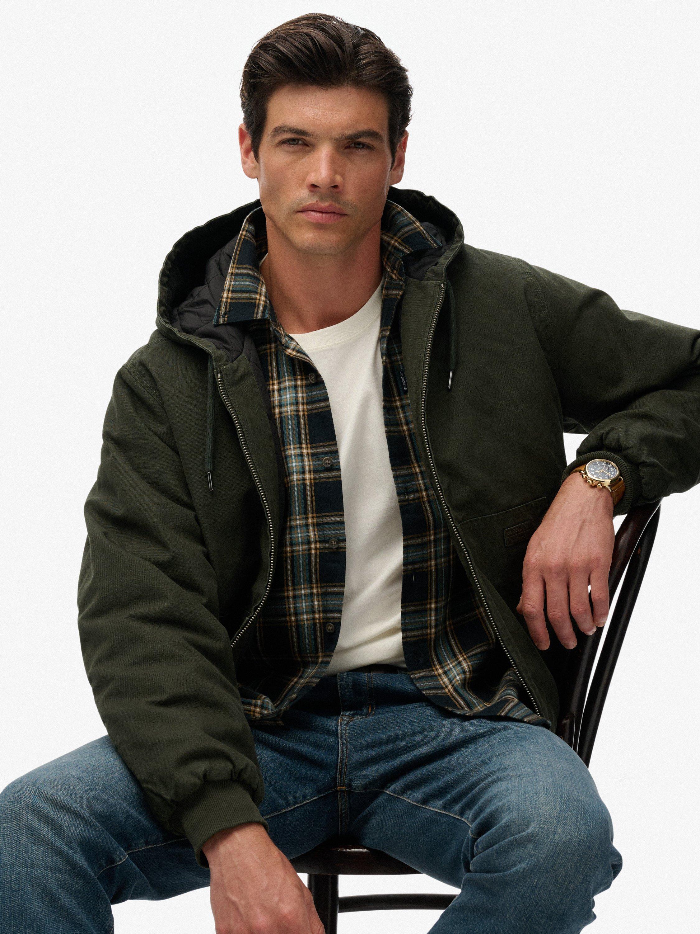 Product image 6 of 6, which shows Superdry Canvas Surplus Hooded Cotton Jacket, Olive Green, XXXL
