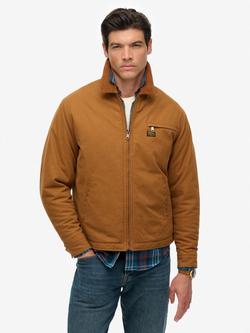 Superdry Zip Front Cotton Jacket, Tobacco Brown