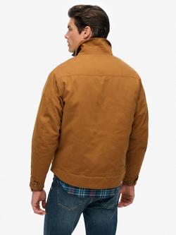 Superdry Zip Front Cotton Jacket - view 2, Tobacco Brown