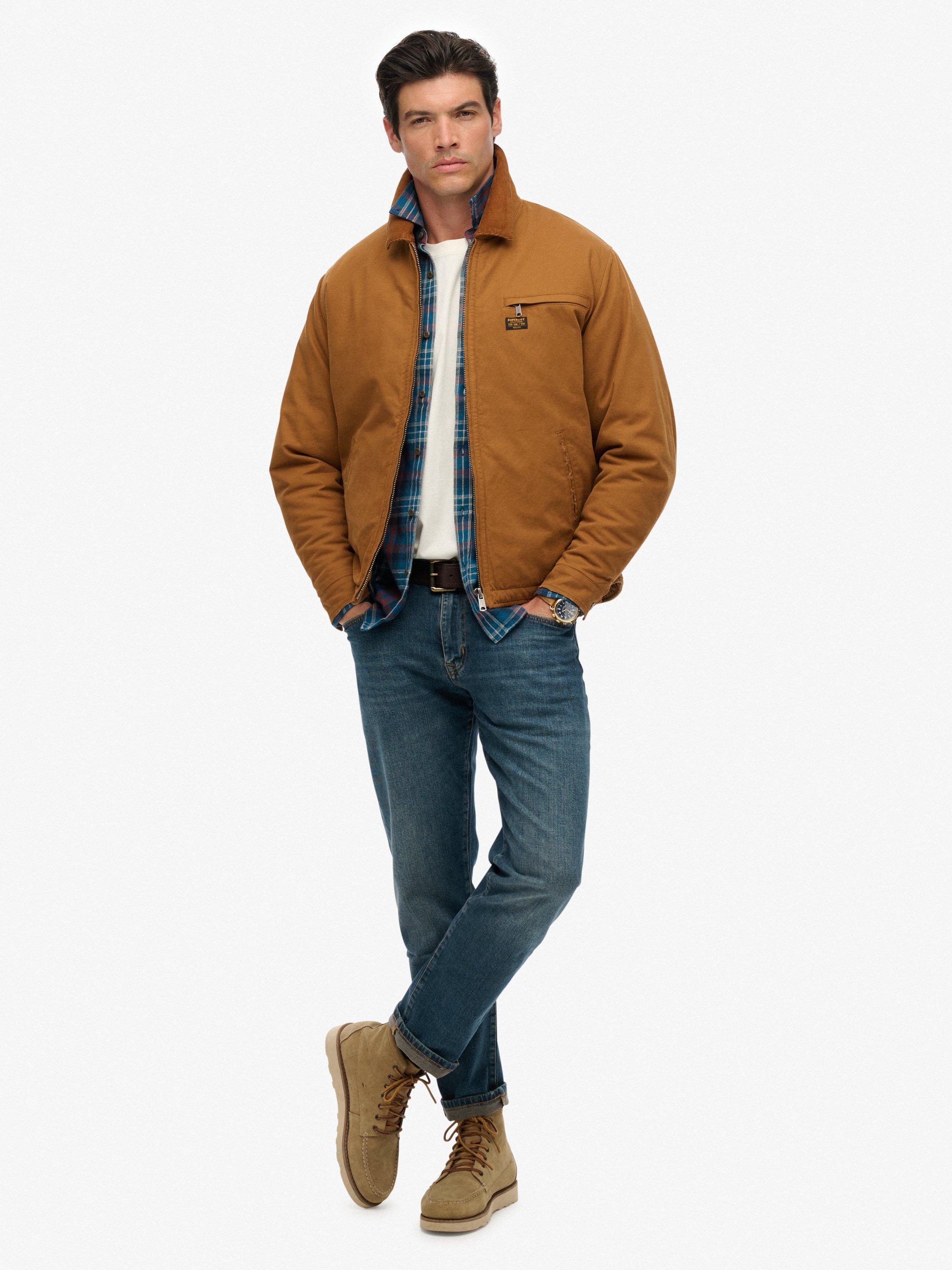 Product image 3 of 6, which shows Superdry Zip Front Cotton Jacket, Tobacco Brown, S