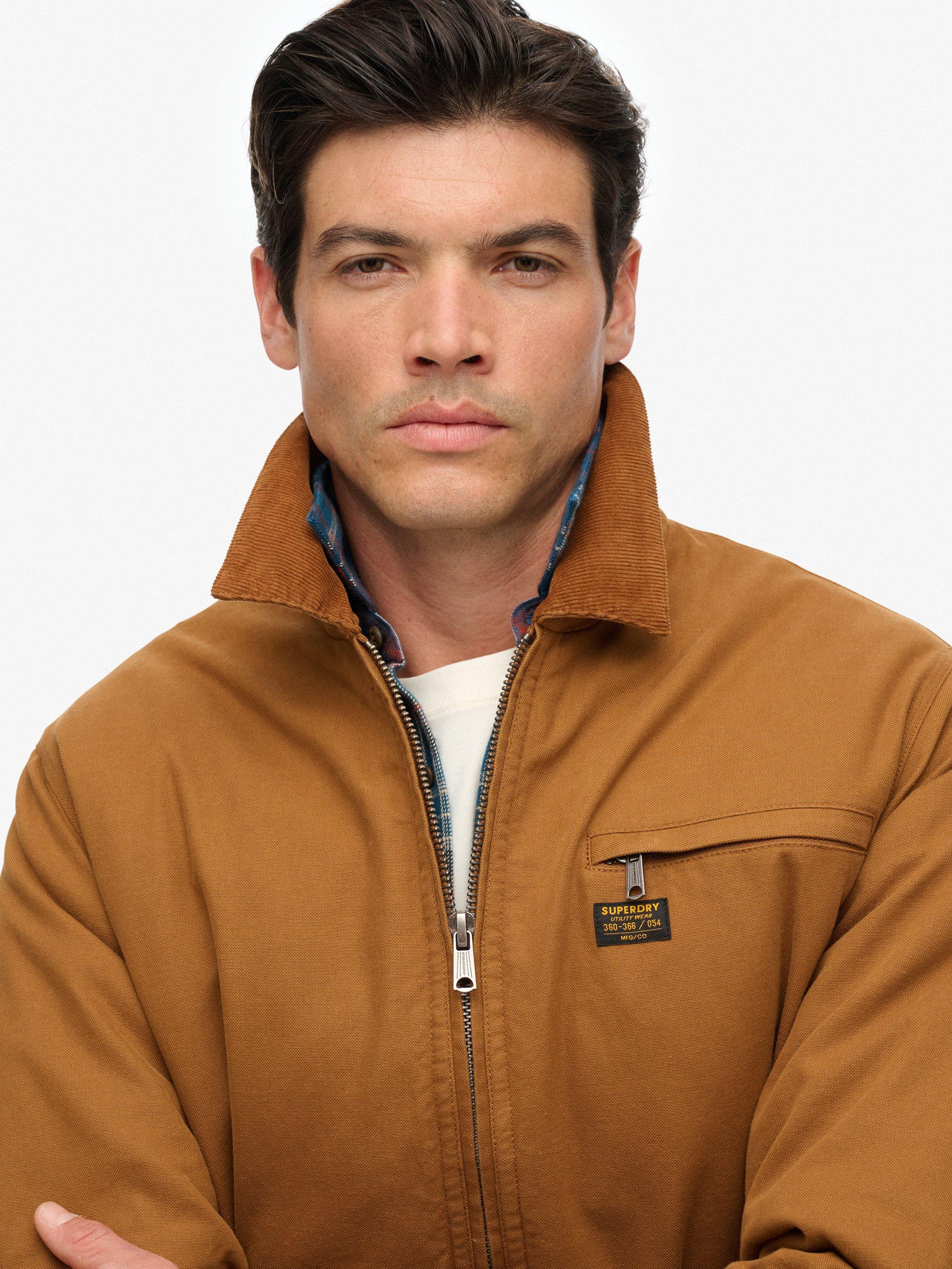 Product image 5 of 6, which shows Superdry Zip Front Cotton Jacket, Tobacco Brown, S