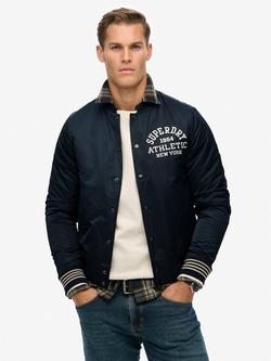 Superdry Athletic Varsity Bomber Jacket, Eclipse Navy