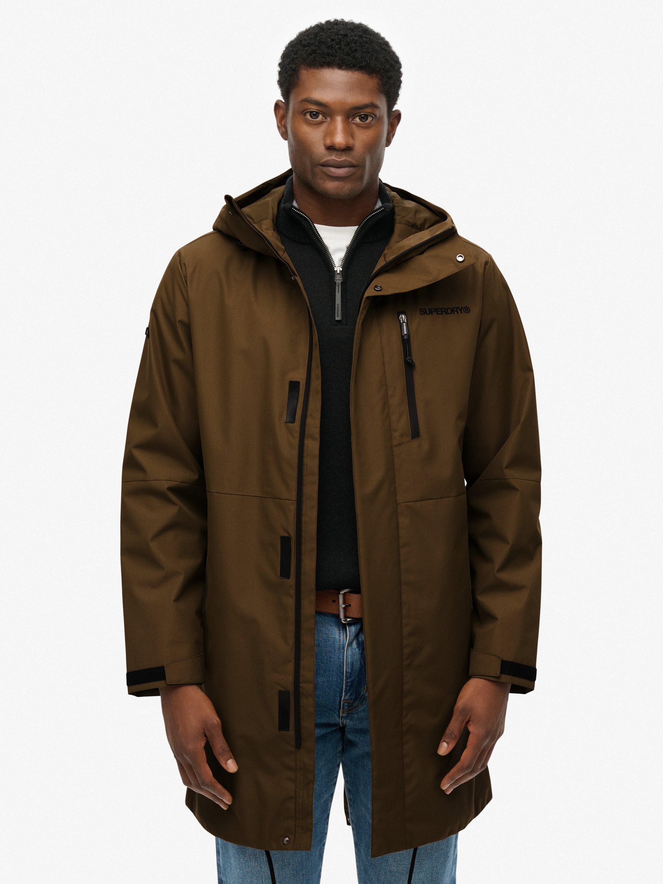 Product image 1 of 6, which shows Superdry Hooded Zip Fastened Coat, Dark Olive, XXXL