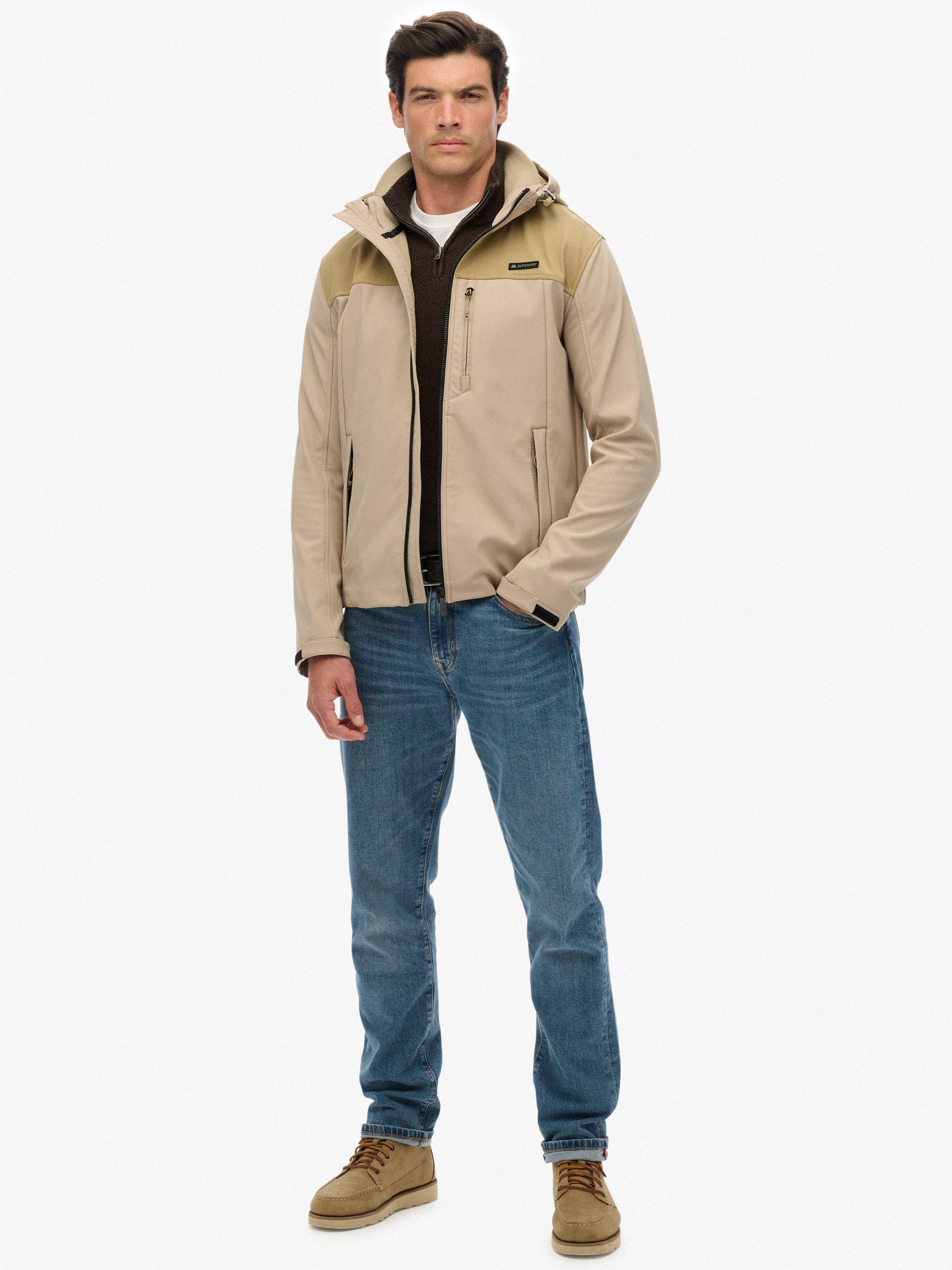 Product image 3 of 6, which shows Superdry Hooded Soft Shell Trekker Jacket, City Sand, XXL