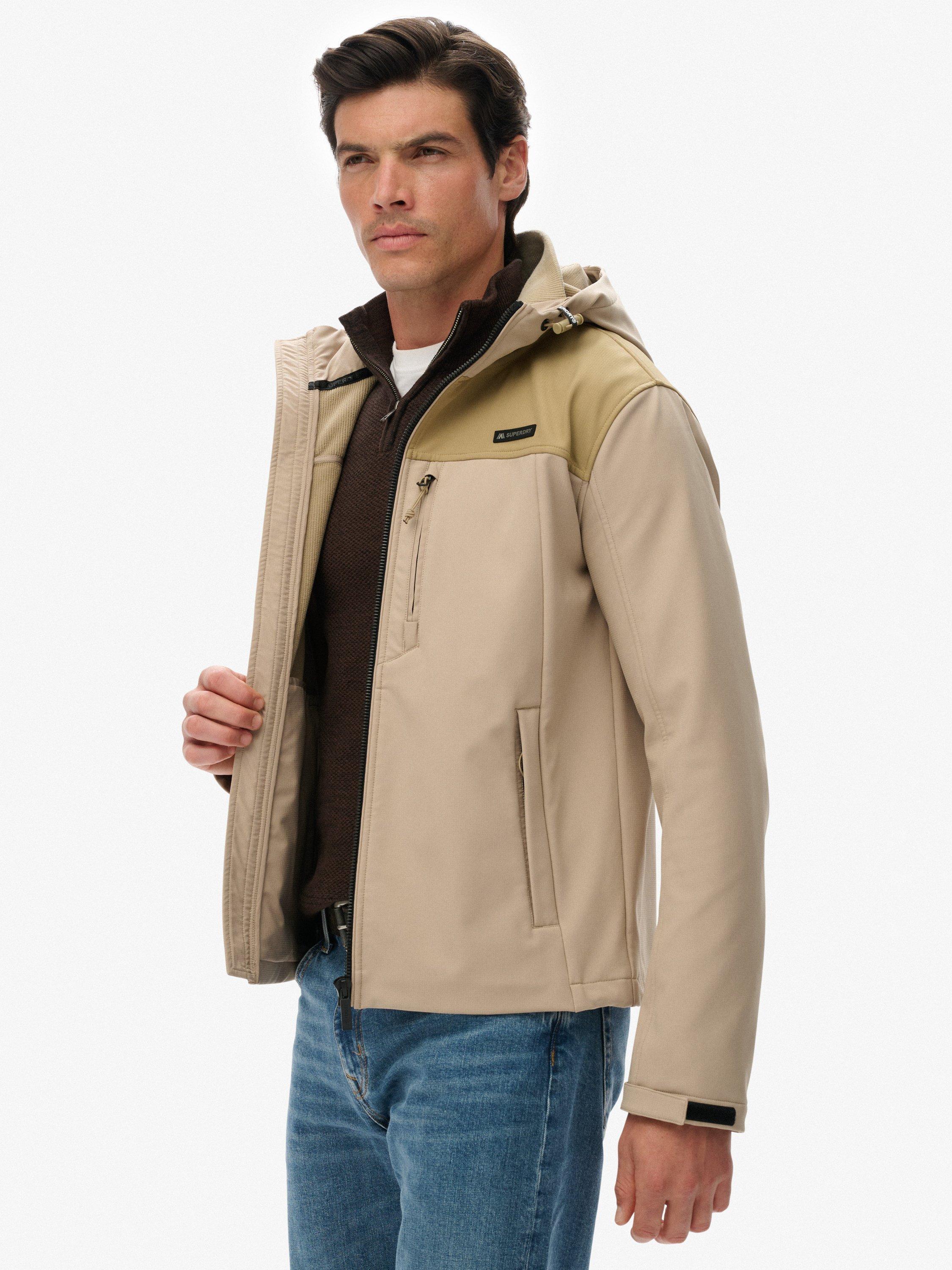 Product image 6 of 6, which shows Superdry Hooded Soft Shell Trekker Jacket, City Sand, XXL