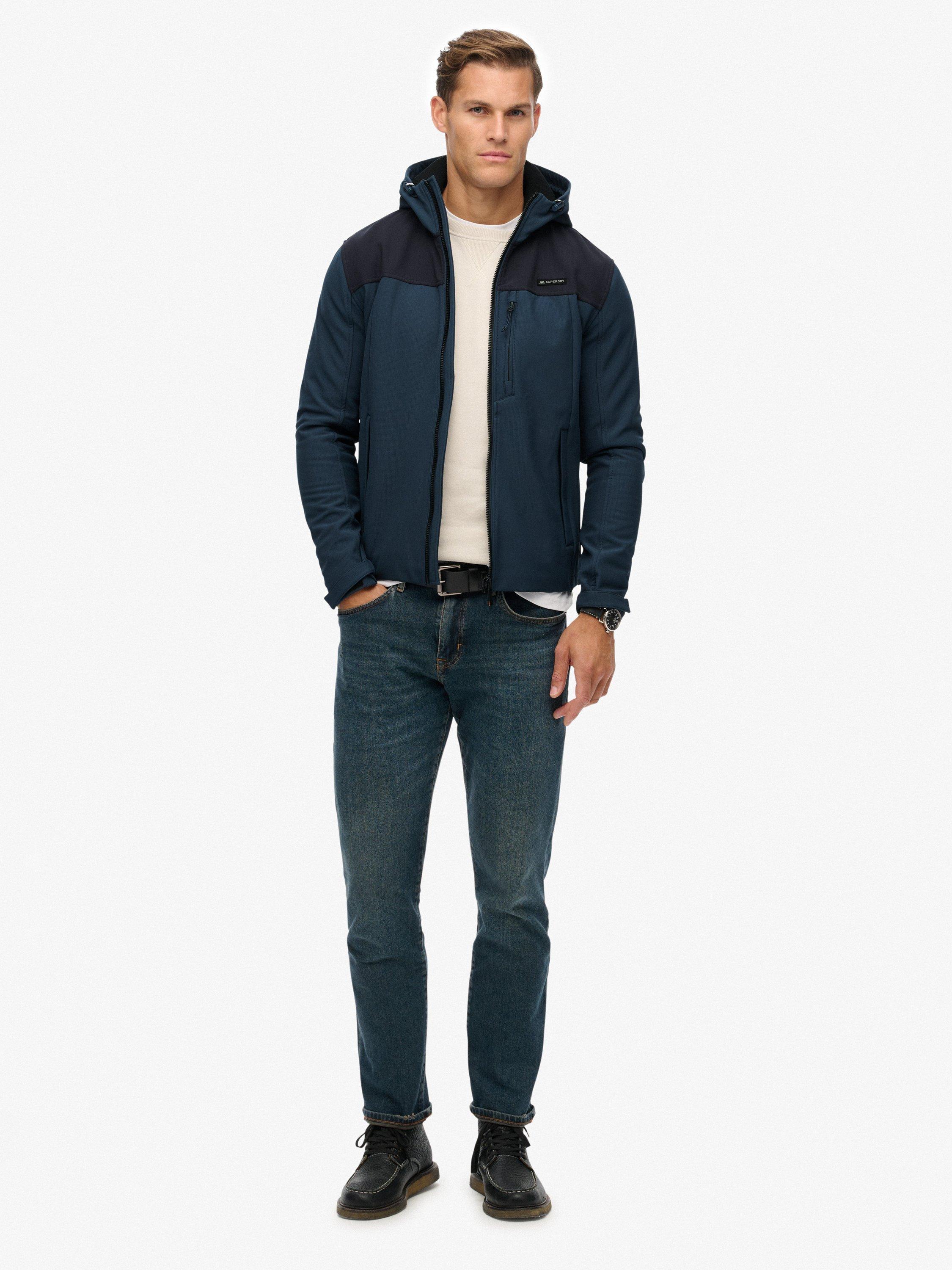 Product image 3 of 6, which shows Superdry Hooded Soft Shell Trekker Jacket, Flex Navy, XXXL