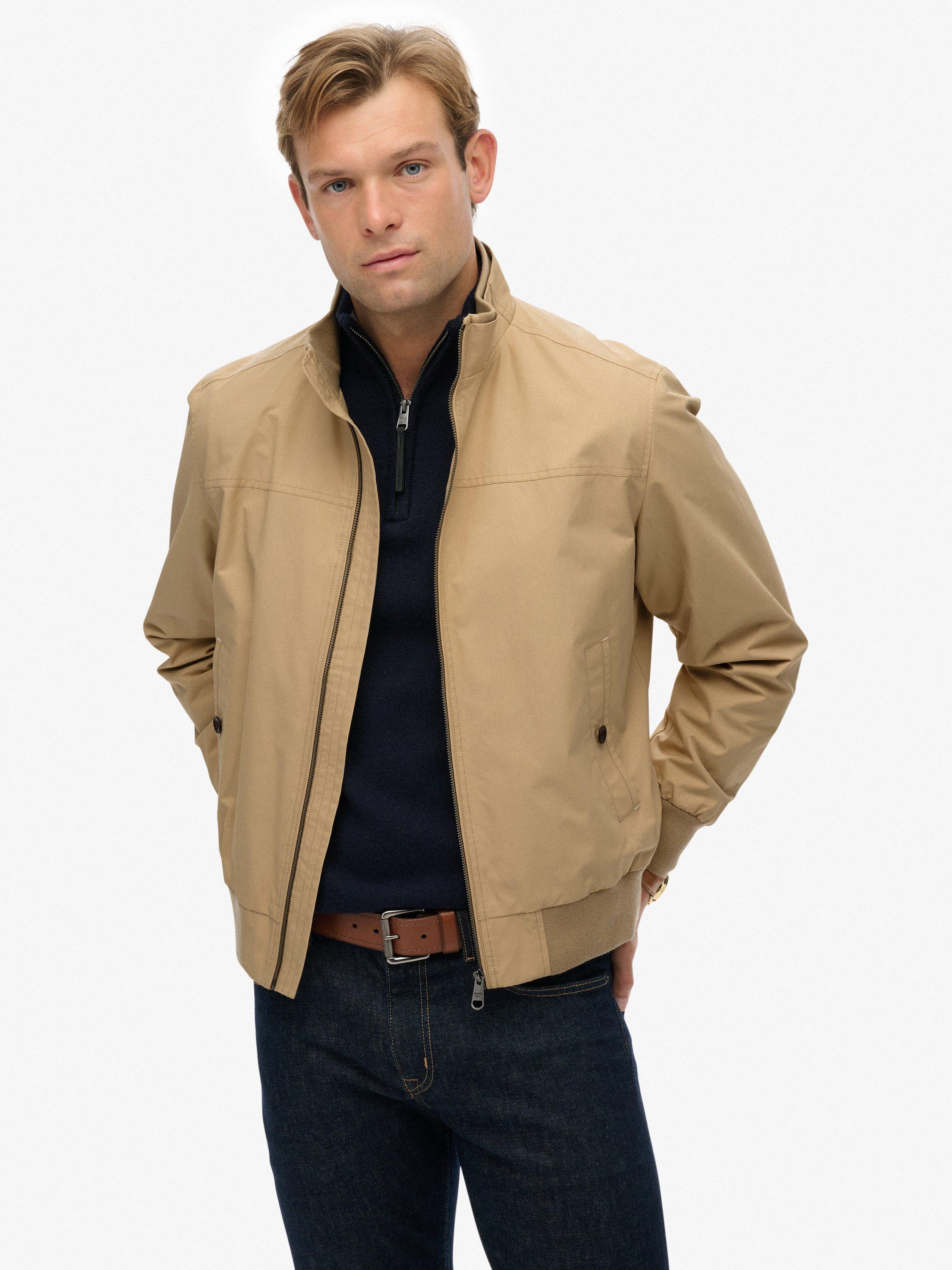 Product image 1 of 7, which shows Superdry Zip Front Cotton Blend Jacket, Safari Beige, XXXL