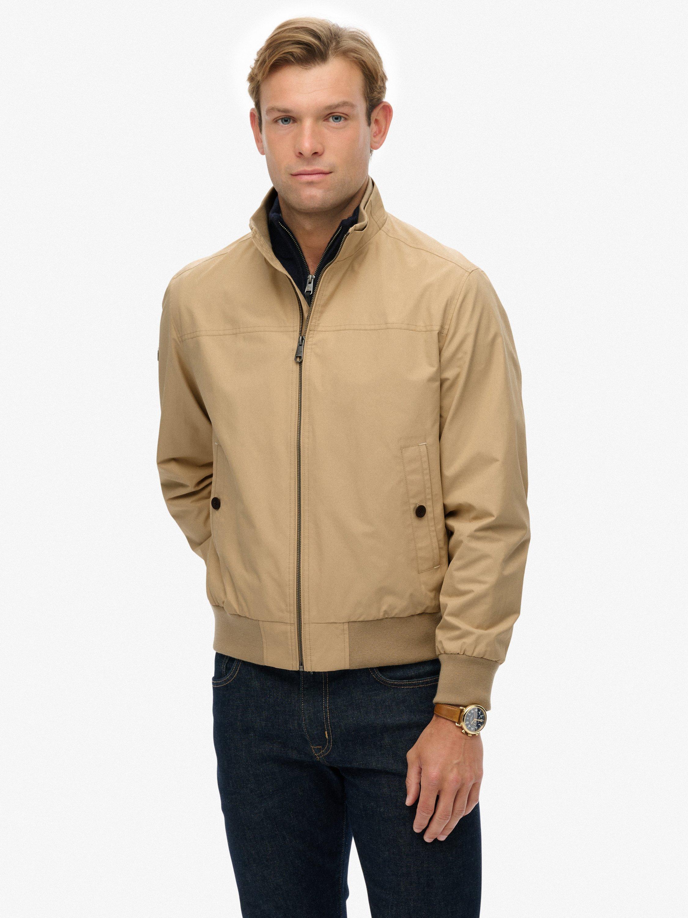 Product image 4 of 7, which shows Superdry Zip Front Cotton Blend Jacket, Safari Beige, XXXL