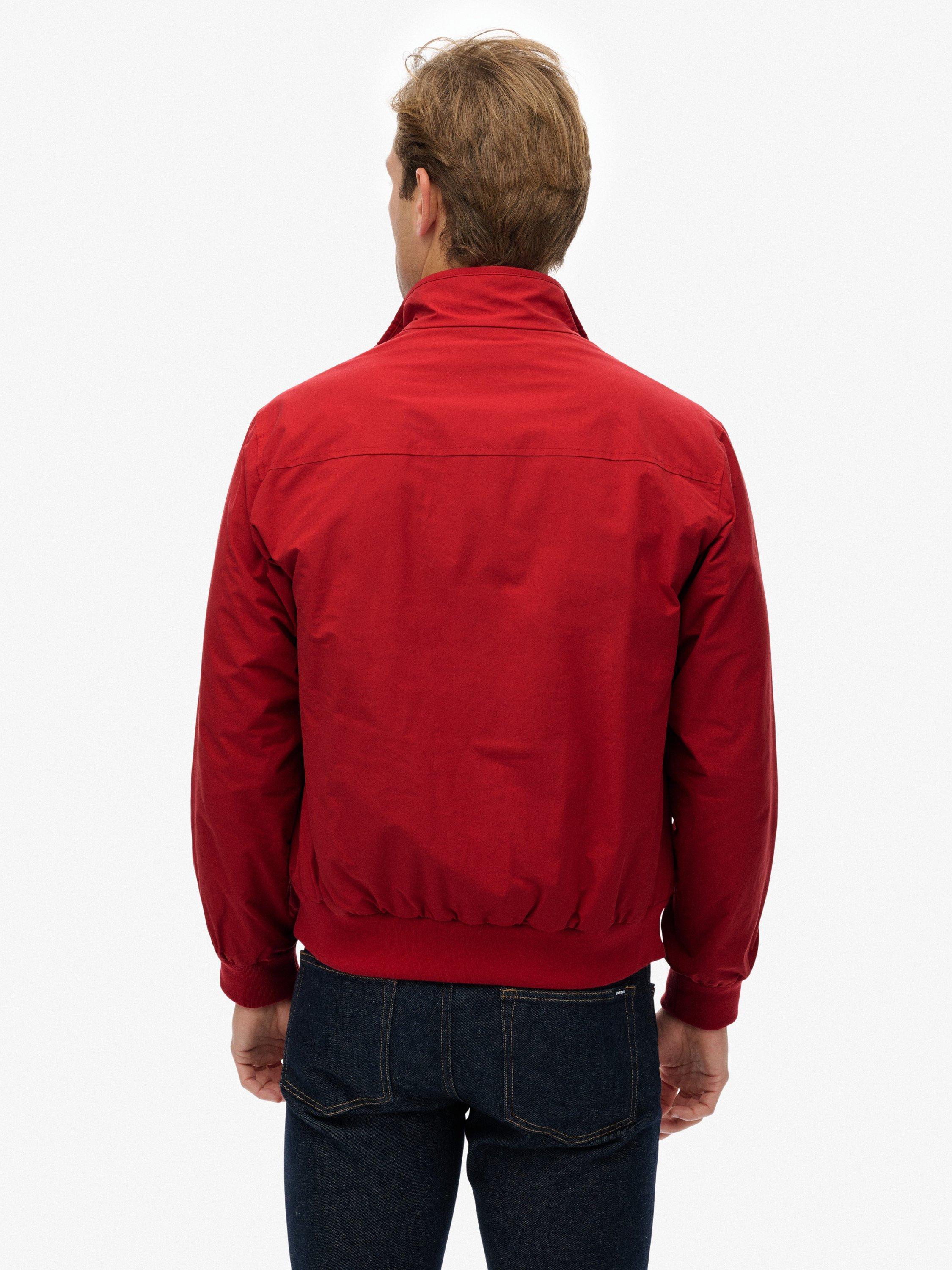 Product image 2 of 7, which shows Superdry Classic Harrington Jacket, Chilli Pepper Red, XXXL