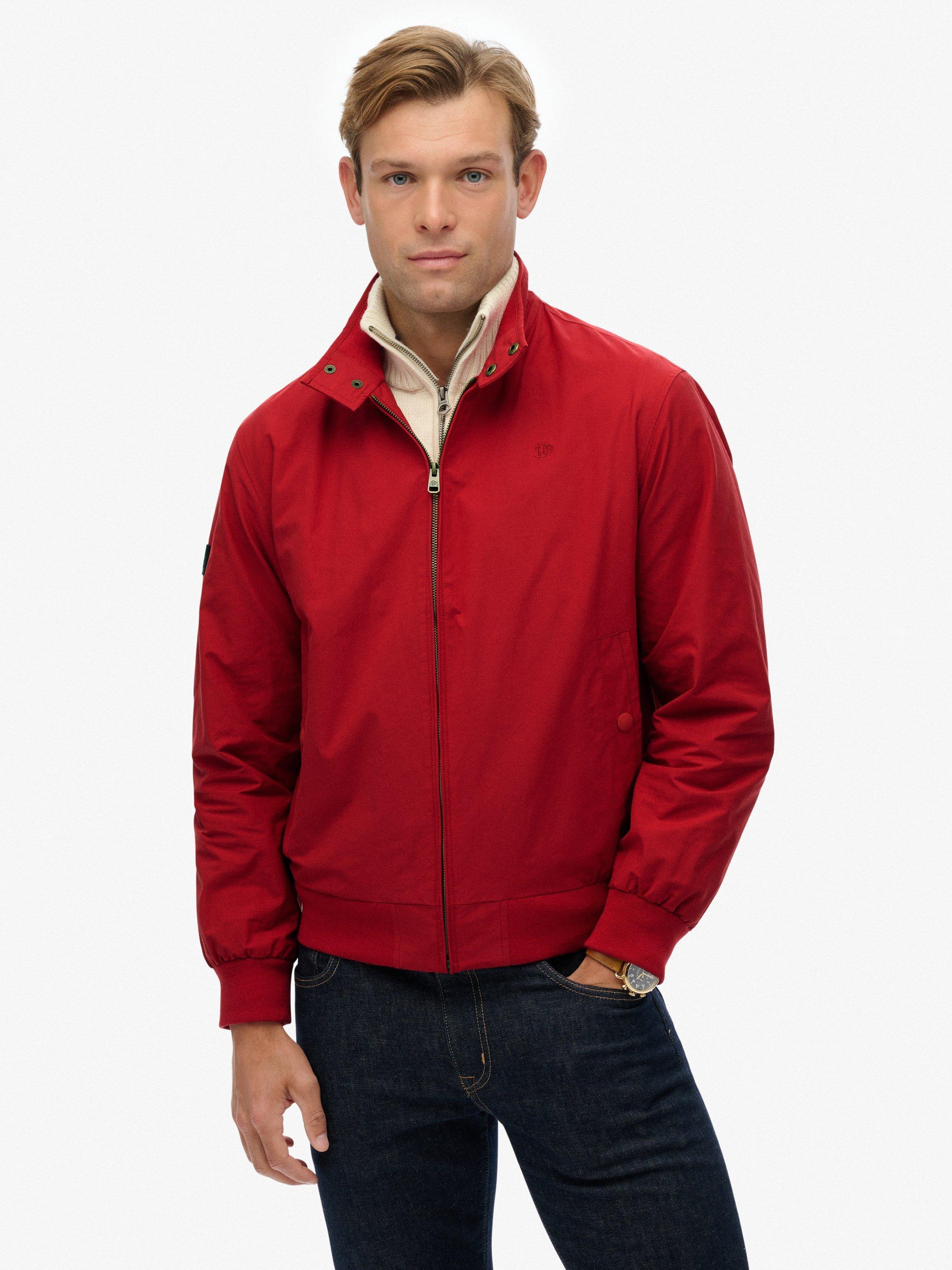 Product image 4 of 7, which shows Superdry Classic Harrington Jacket, Chilli Pepper Red, XXXL