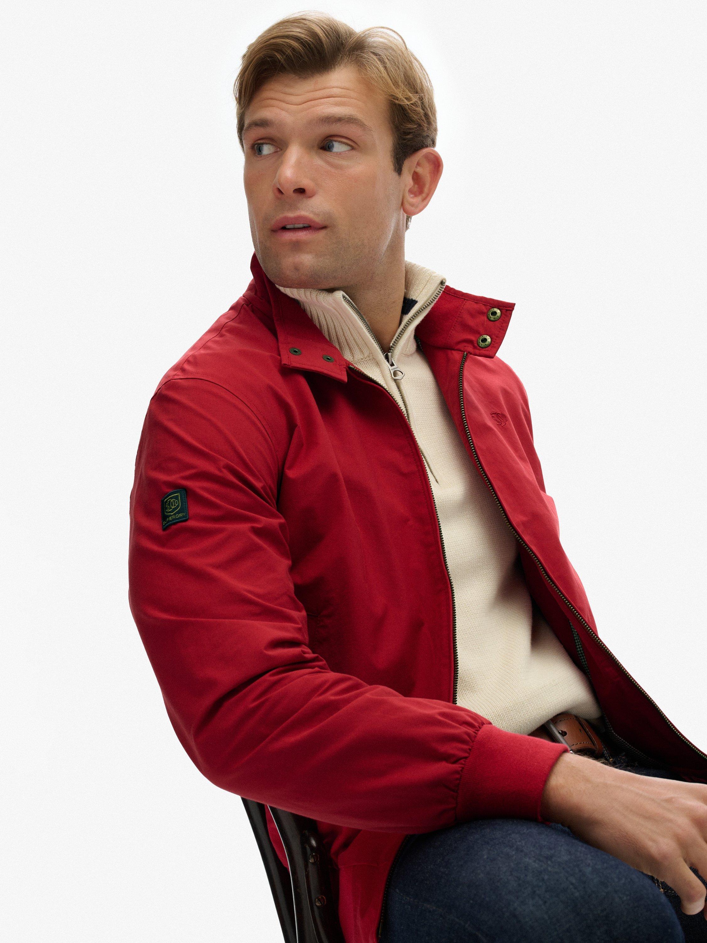 Product image 6 of 7, which shows Superdry Classic Harrington Jacket, Chilli Pepper Red, XXXL
