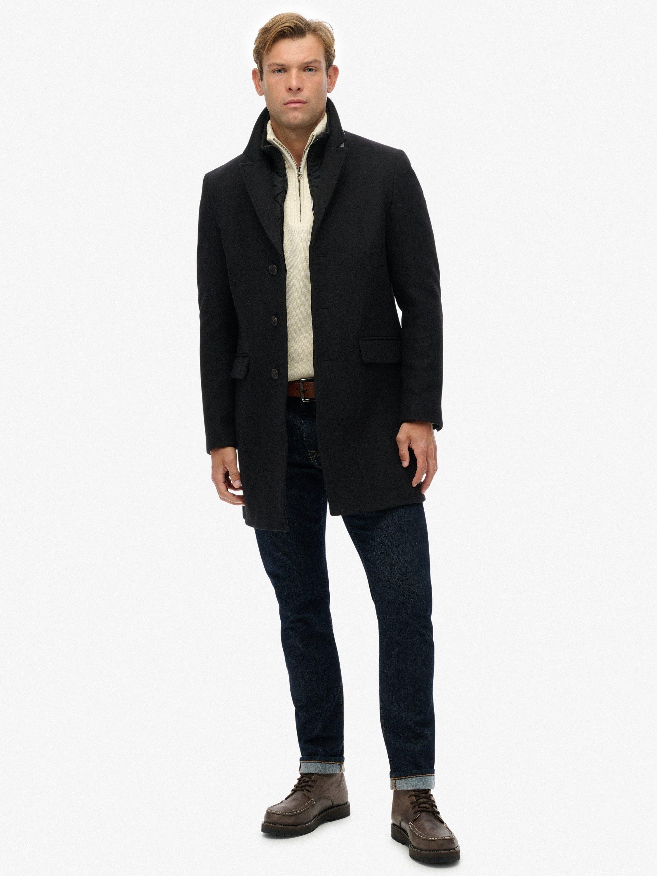 Product image 3 of 6, which shows Superdry Tailored 2 In 1 Town Coat, Black, S