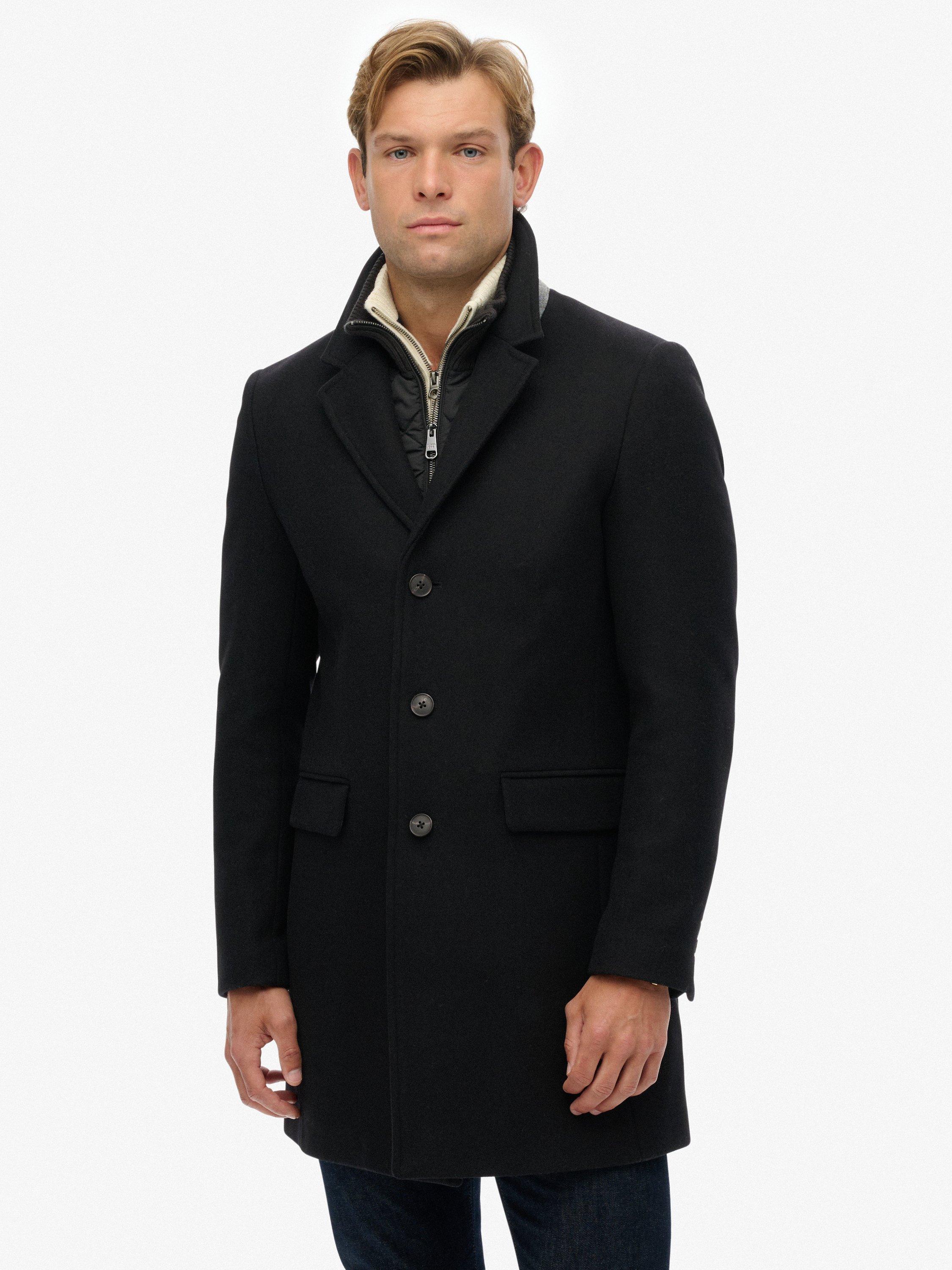 Product image 4 of 6, which shows Superdry Tailored 2 In 1 Town Coat, Black, S
