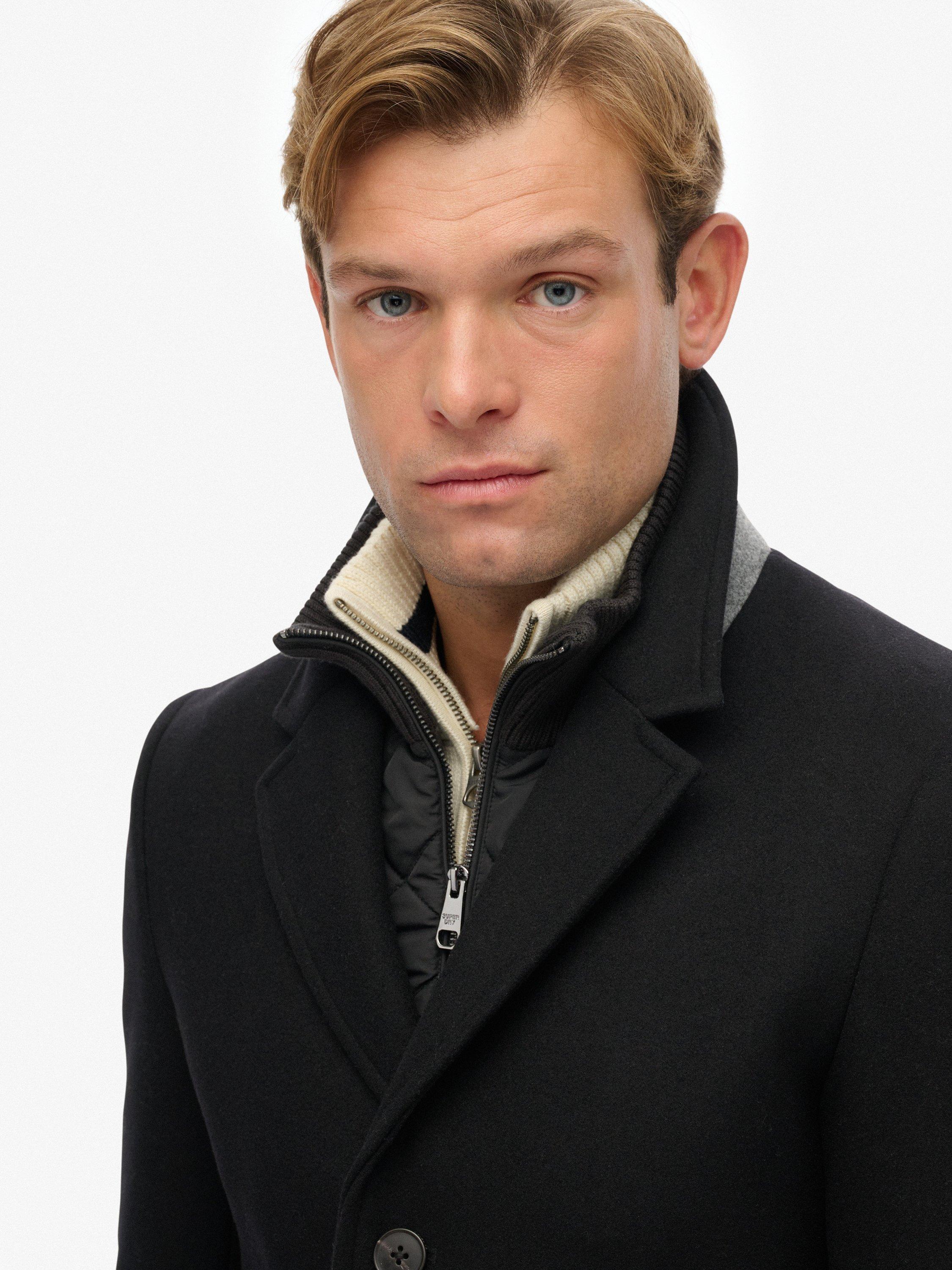 Product image 5 of 6, which shows Superdry Tailored 2 In 1 Town Coat, Black, S