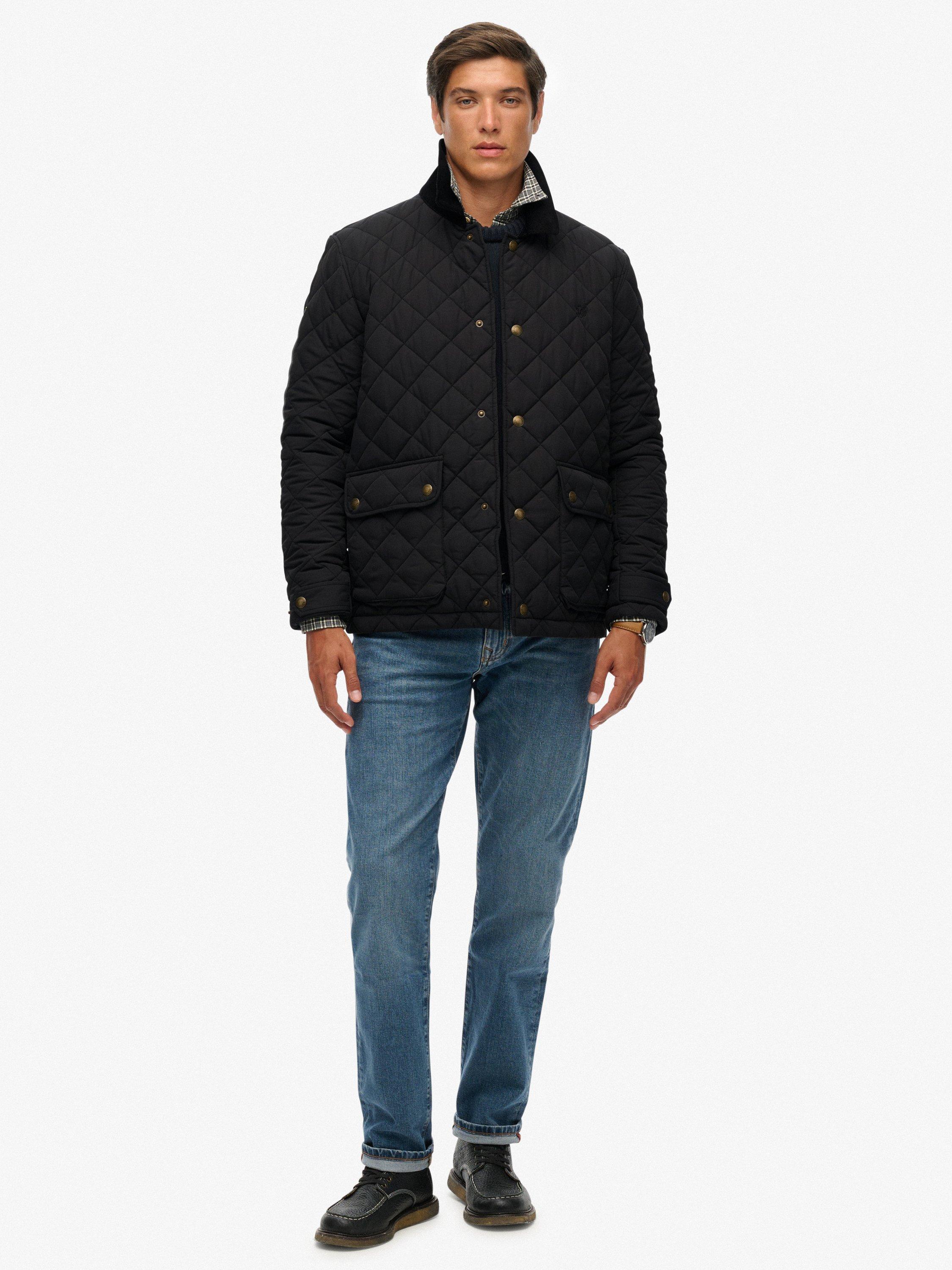 Product image 3 of 6, which shows Superdry Quilted Estate Coach Jacket, Meteorite Black, XXL