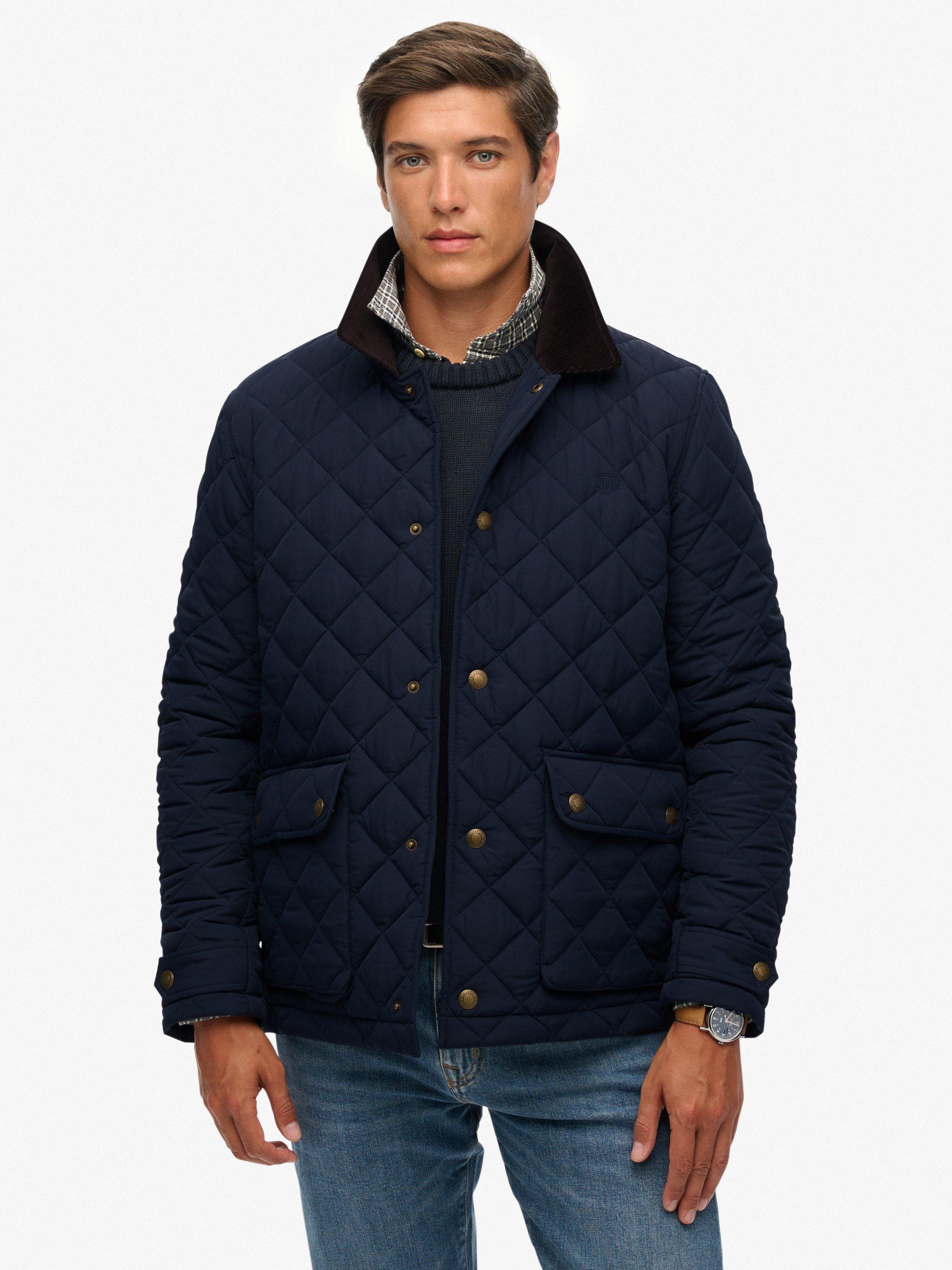 Product image 1 of 6, which shows Superdry Quilted Estate Coach Jacket, Deep Navy, M
