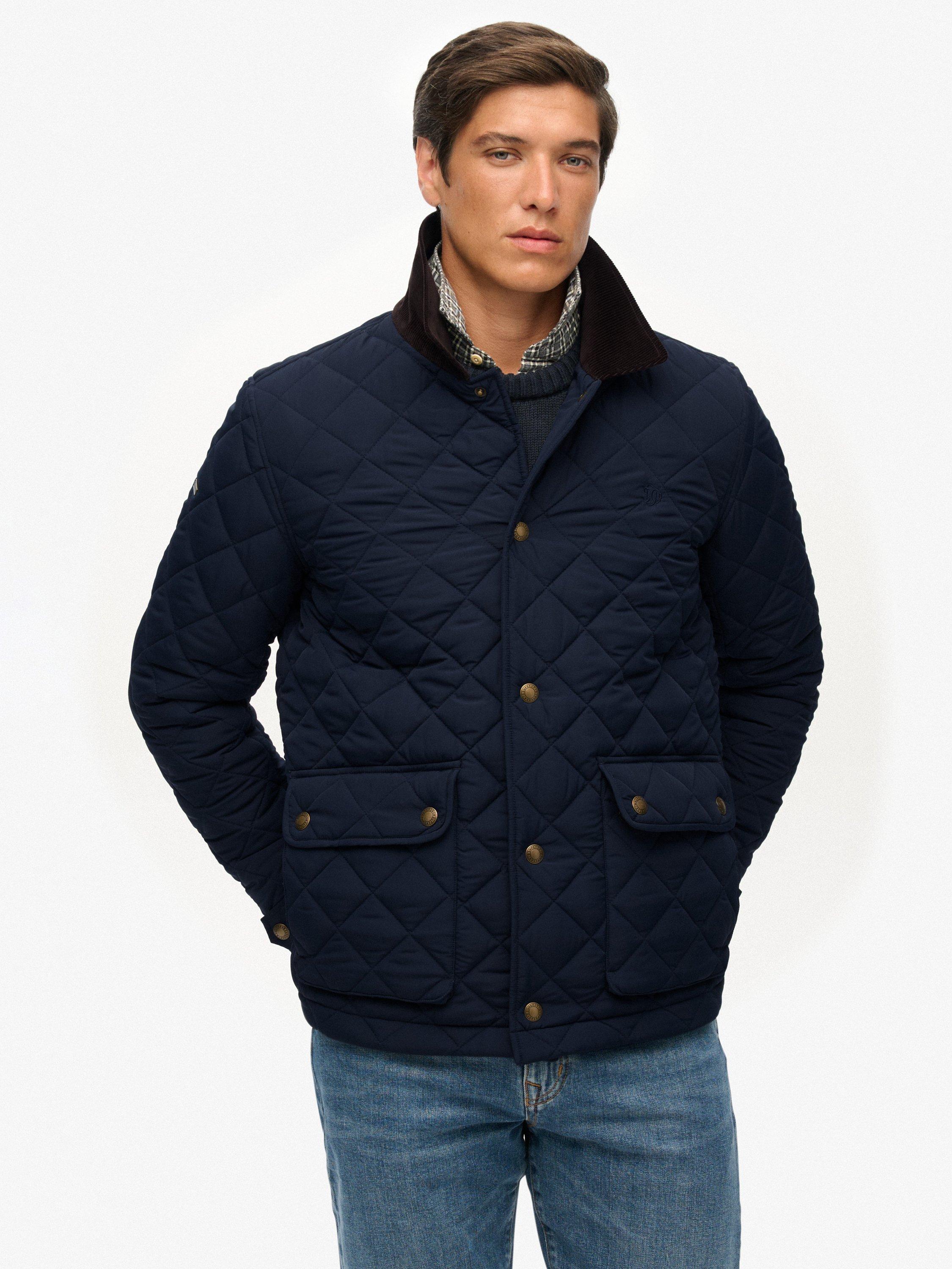 Product image 4 of 6, which shows Superdry Quilted Estate Coach Jacket, Deep Navy, M