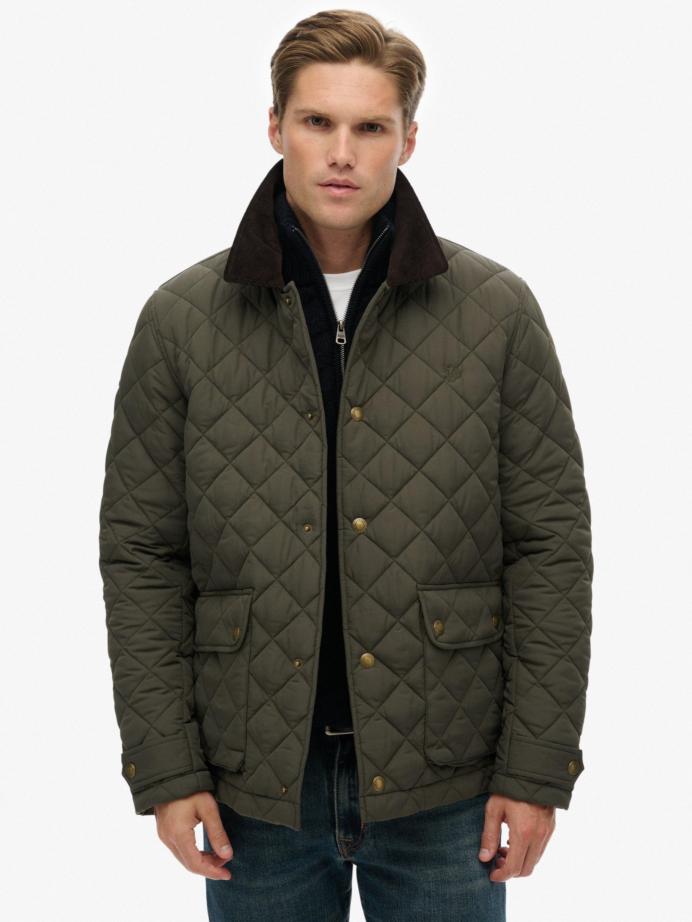 Product image 1 of 6, which shows Superdry Quilted Estate Coach Jacket, Army Khaki, S