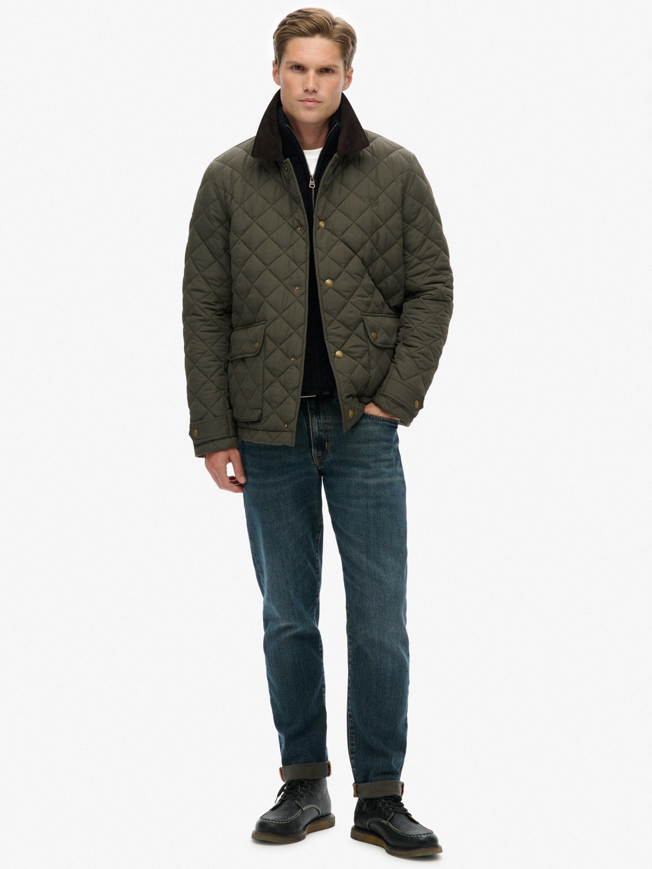 Product image 3 of 6, which shows Superdry Quilted Estate Coach Jacket, Army Khaki, S