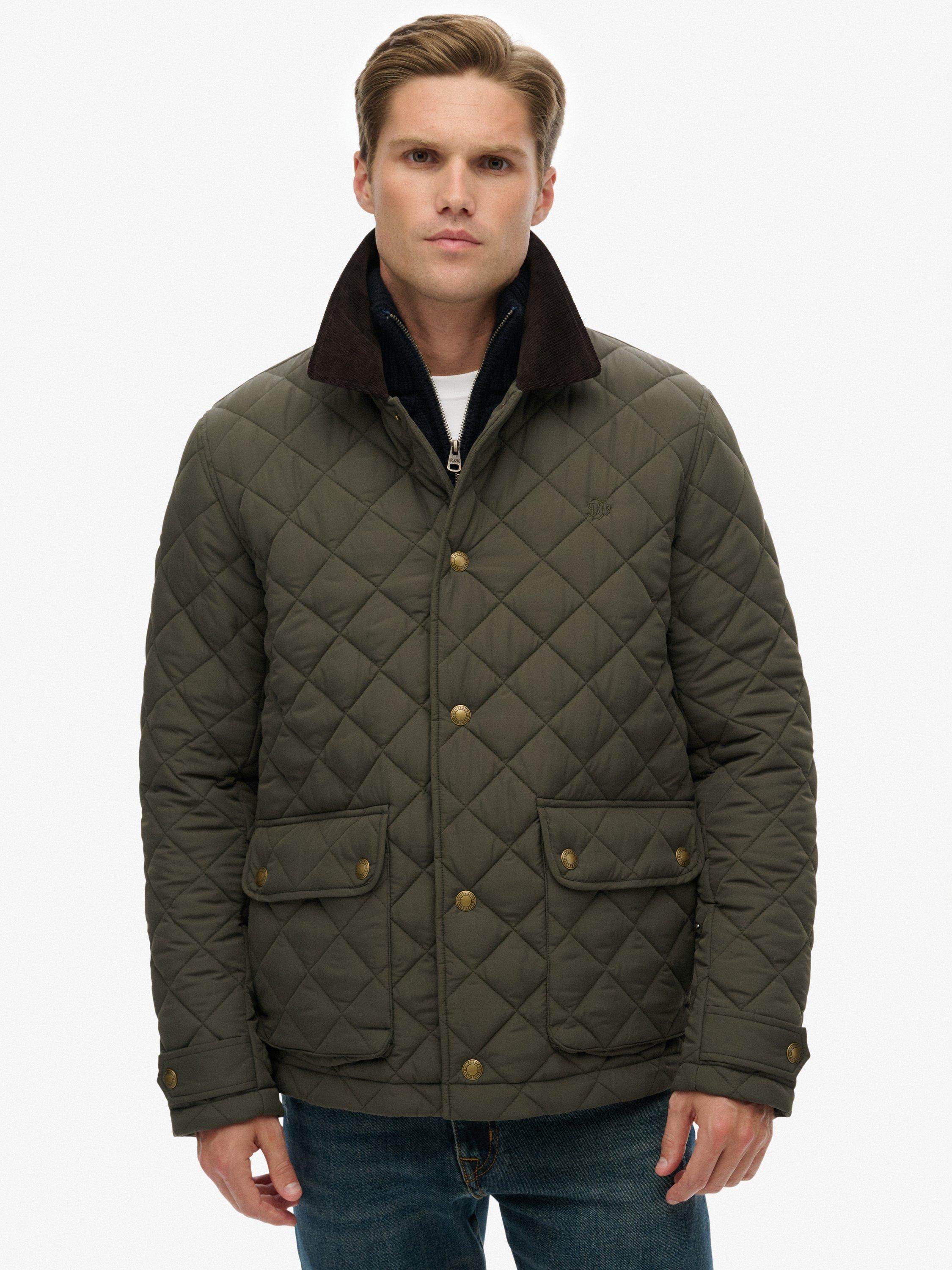 Product image 4 of 6, which shows Superdry Quilted Estate Coach Jacket, Army Khaki, S