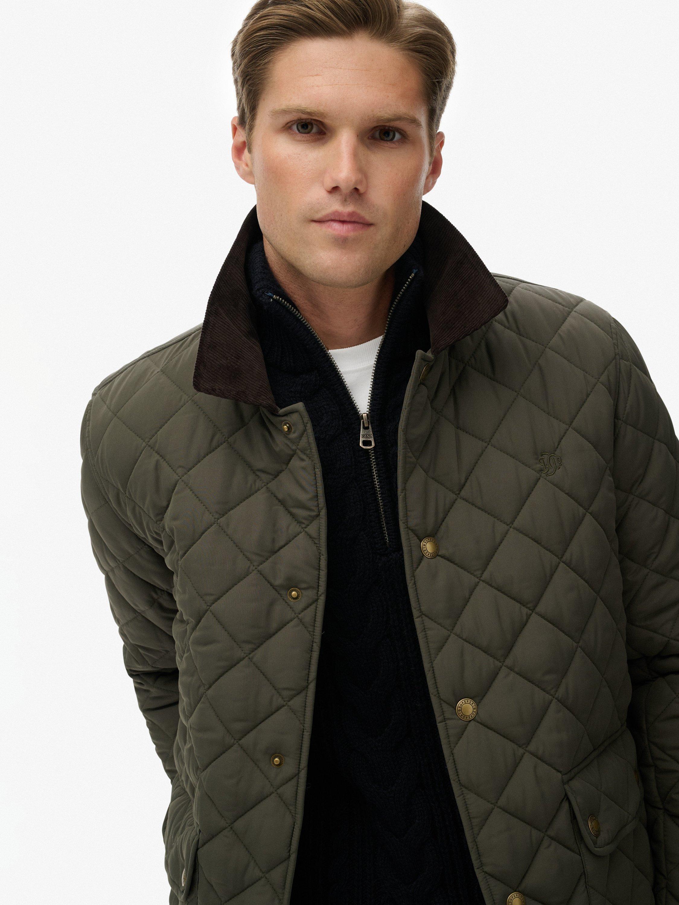 Product image 5 of 6, which shows Superdry Quilted Estate Coach Jacket, Army Khaki, S