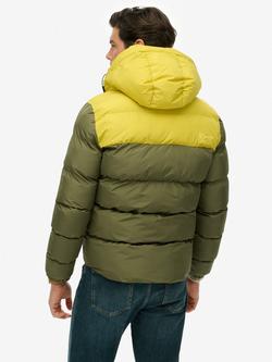 Superdry Colourblock Hooded Puffer Jacket - view 2, Shooting Olive