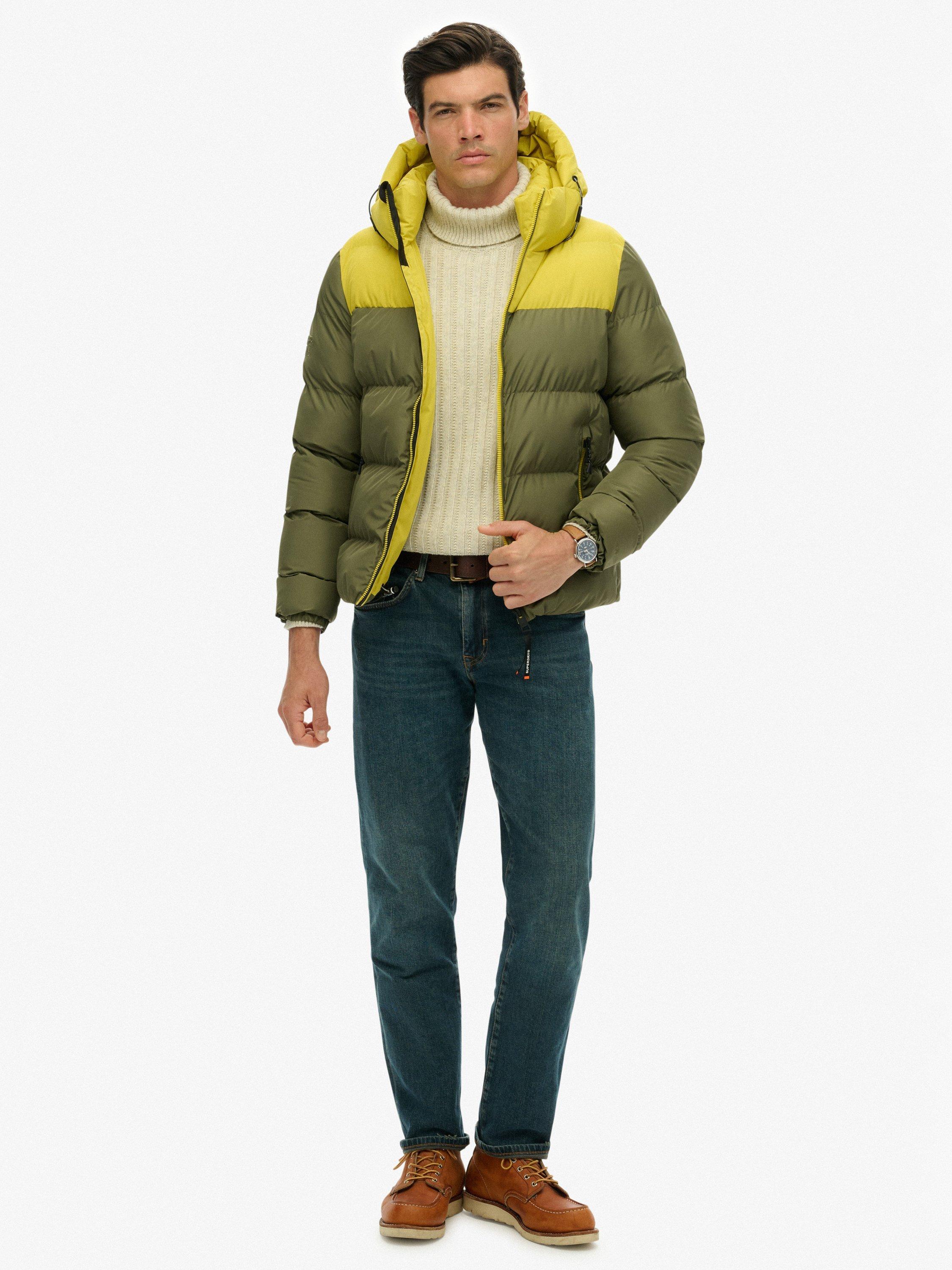 Product image 3 of 6, which shows Superdry Colourblock Hooded Puffer Jacket, Shooting Olive, XXXL