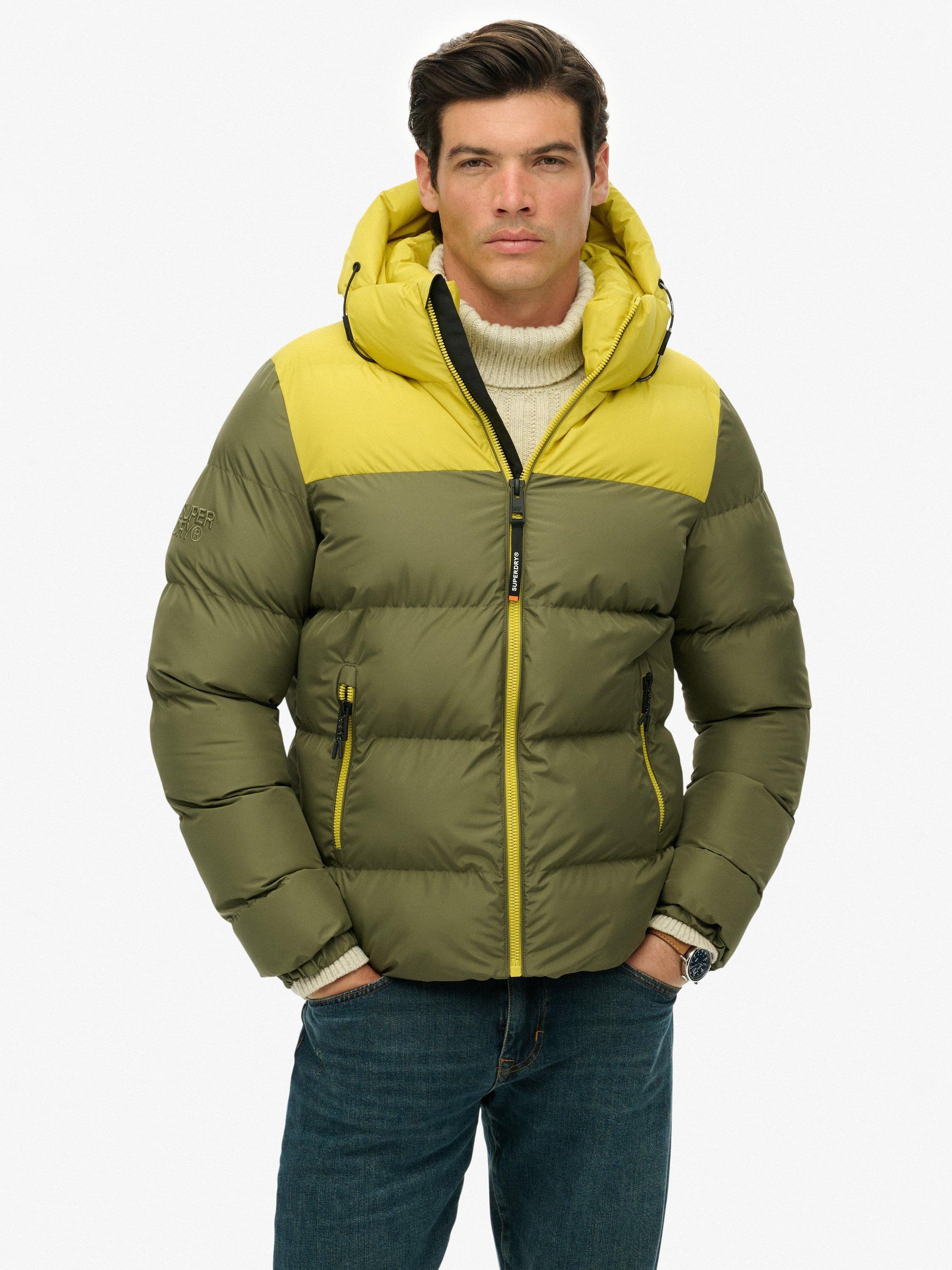 Product image 4 of 6, which shows Superdry Colourblock Hooded Puffer Jacket, Shooting Olive, XXXL