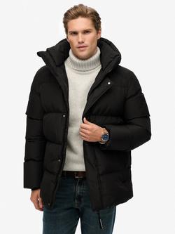 Superdry Hooded Five Baffle Sports Puffer Jacket, Black