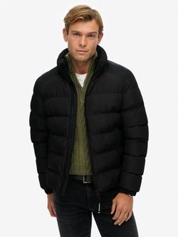Superdry Zip Front Puffer Jacket, Black
