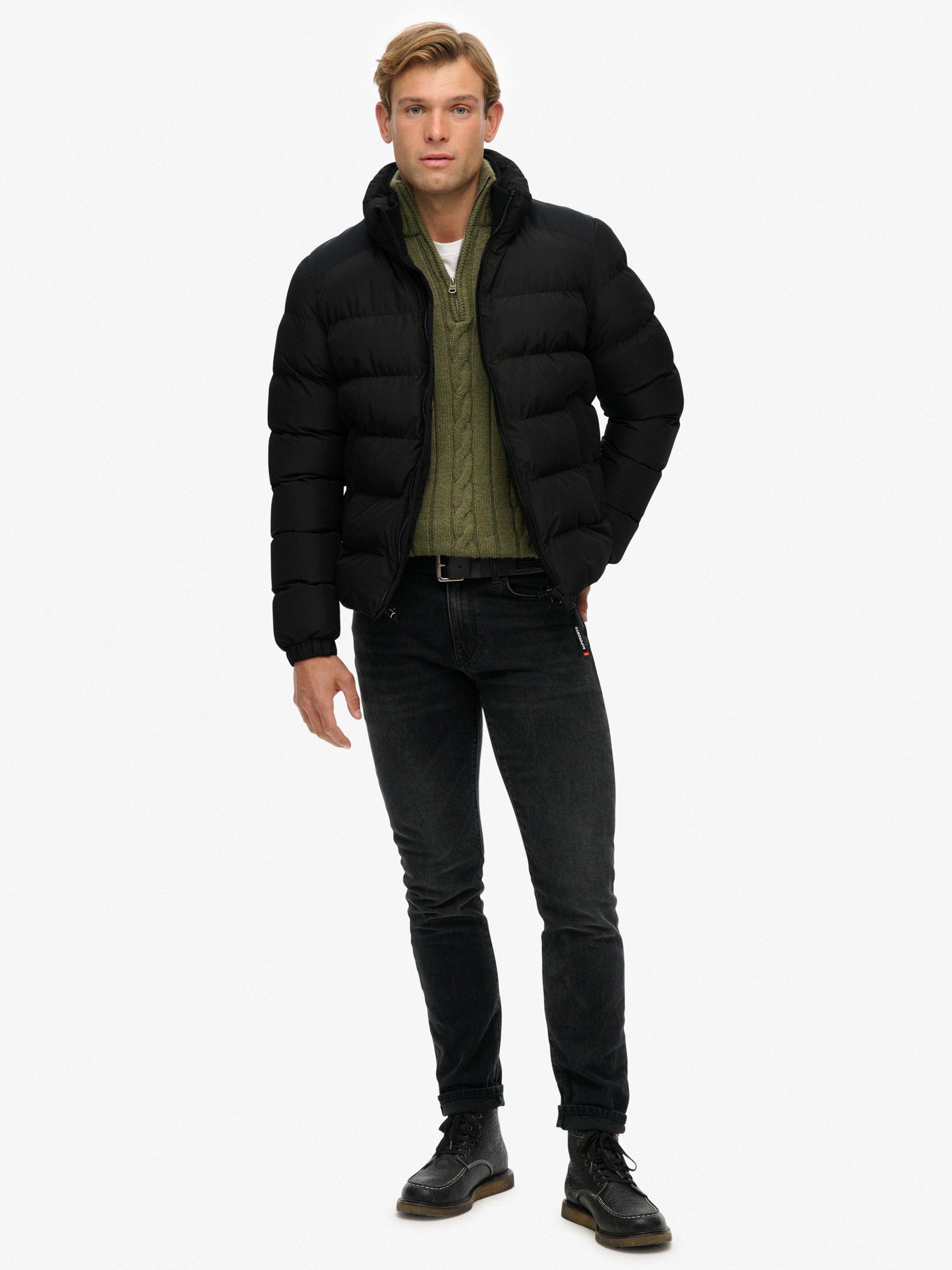 Product image 3 of 6, which shows Superdry Zip Front Puffer Jacket, Black, L