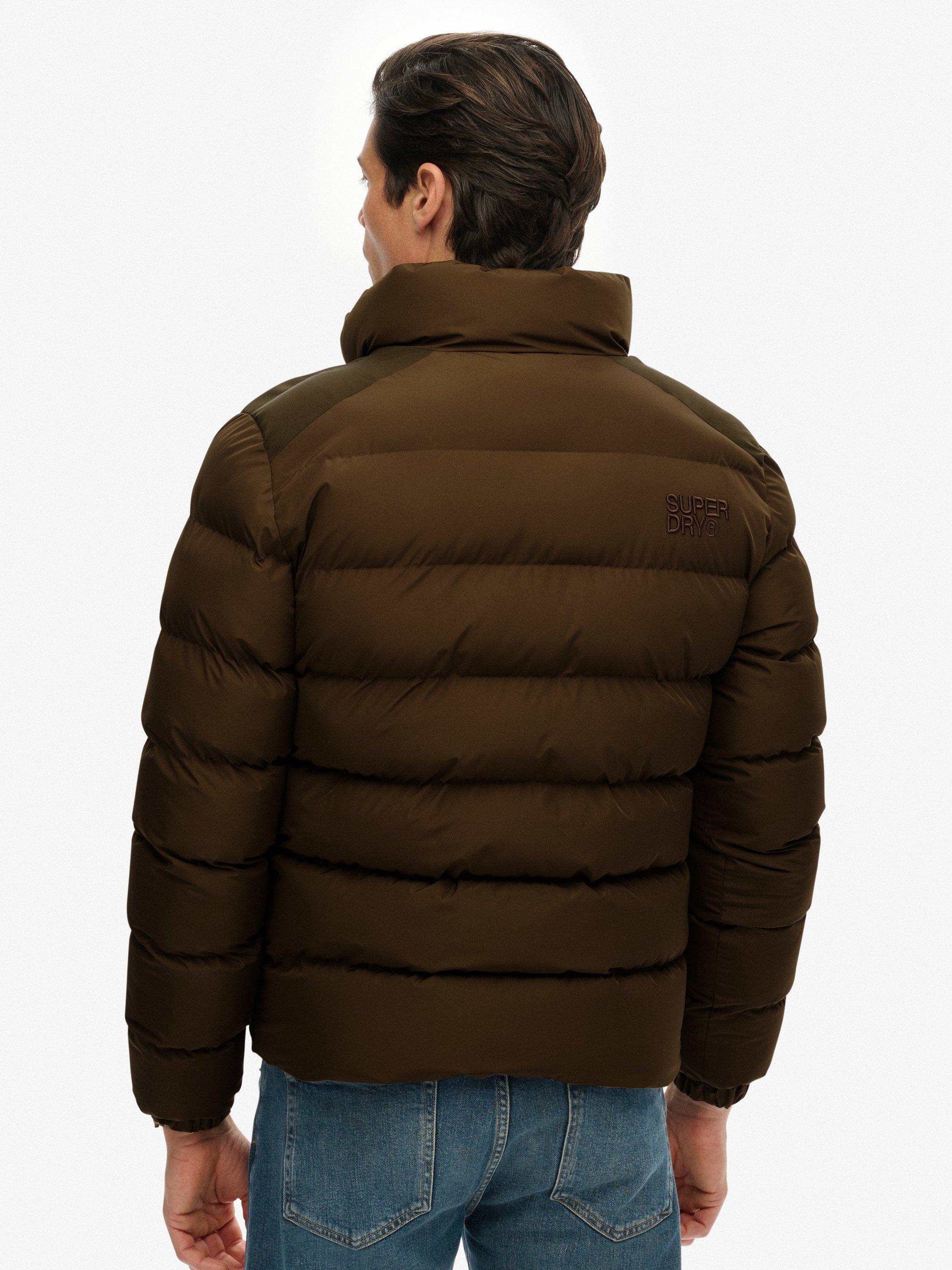 Product image 2 of 6, which shows Superdry Zip Front Puffer Jacket, Slate Brown, XXL