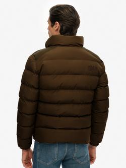 Superdry Zip Front Puffer Jacket - view 2, Slate Brown