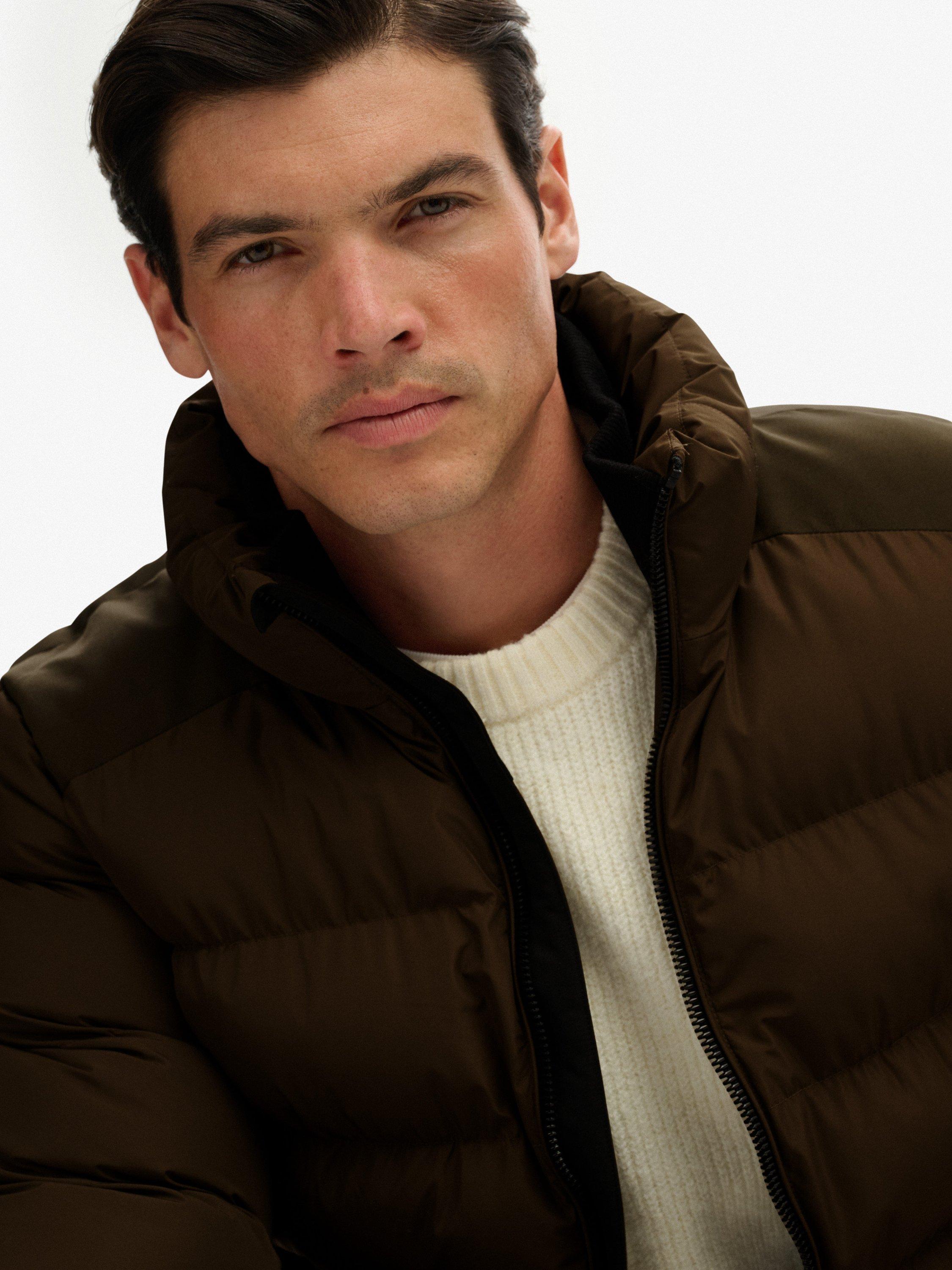 Product image 5 of 6, which shows Superdry Zip Front Puffer Jacket, Slate Brown, XXL