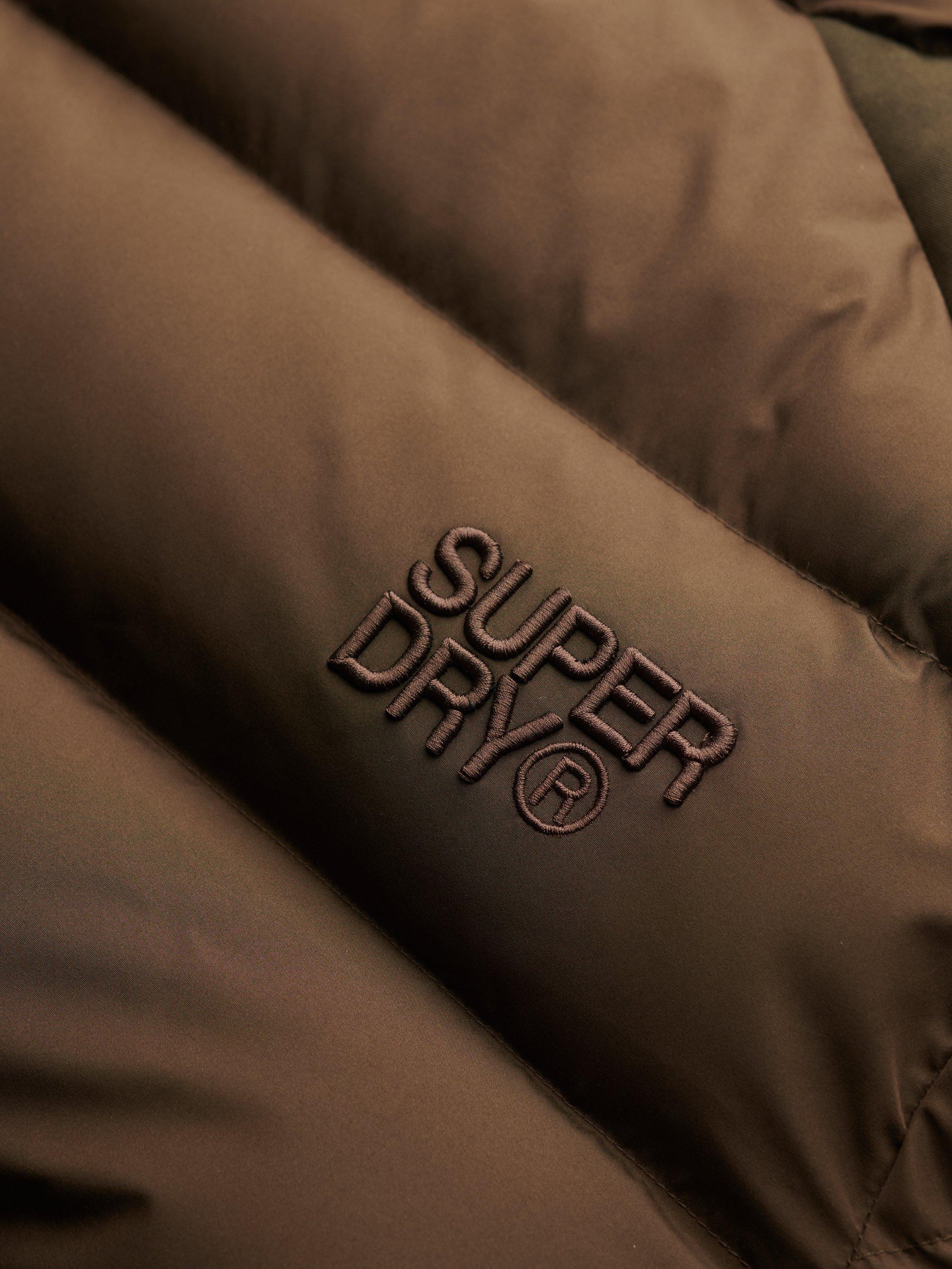 Product image 6 of 6, which shows Superdry Zip Front Puffer Jacket, Slate Brown, XXL