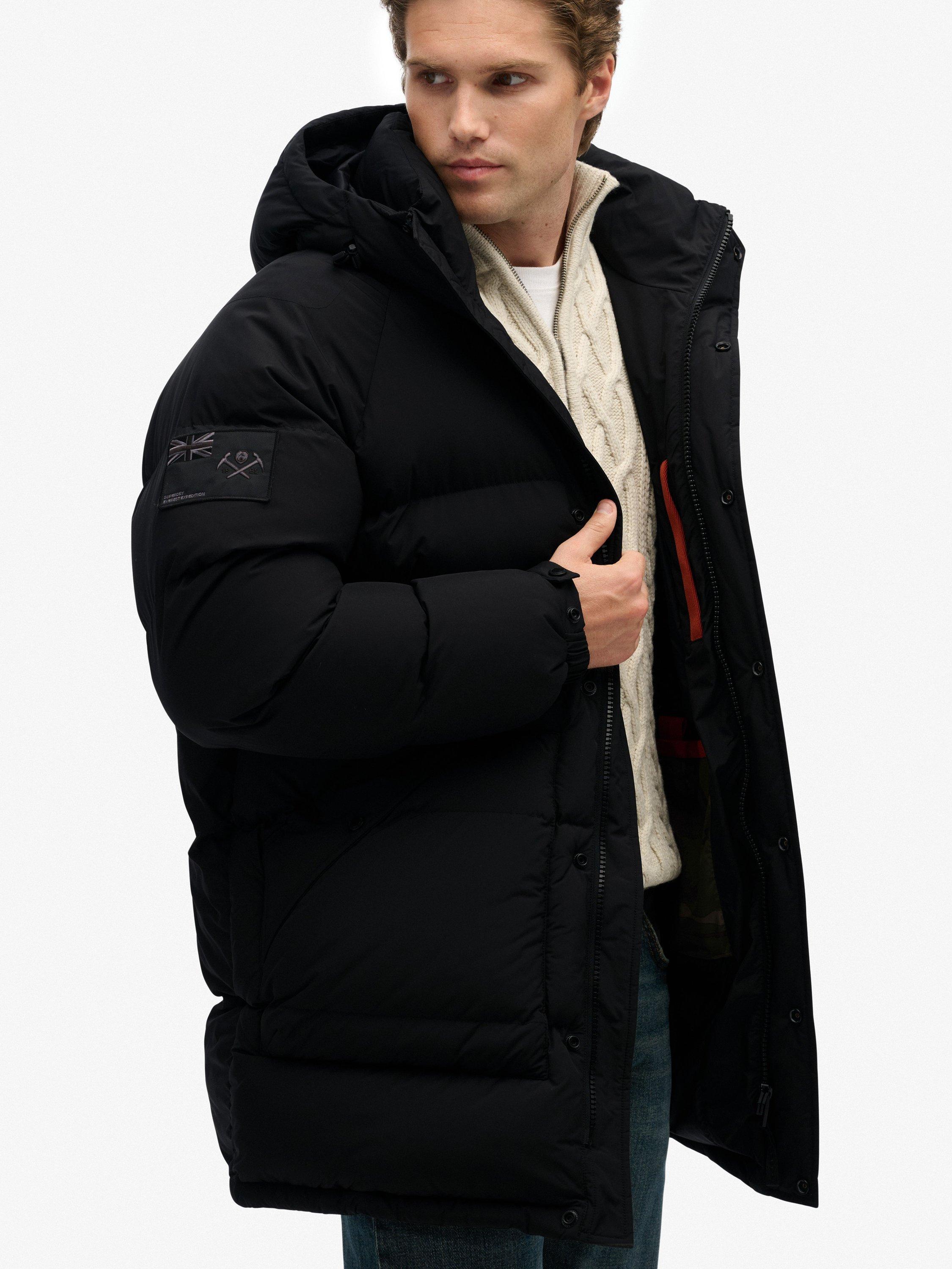 Product image 5 of 6, which shows Superdry Longline Baffle Parka Jacket, Jet Black, M
