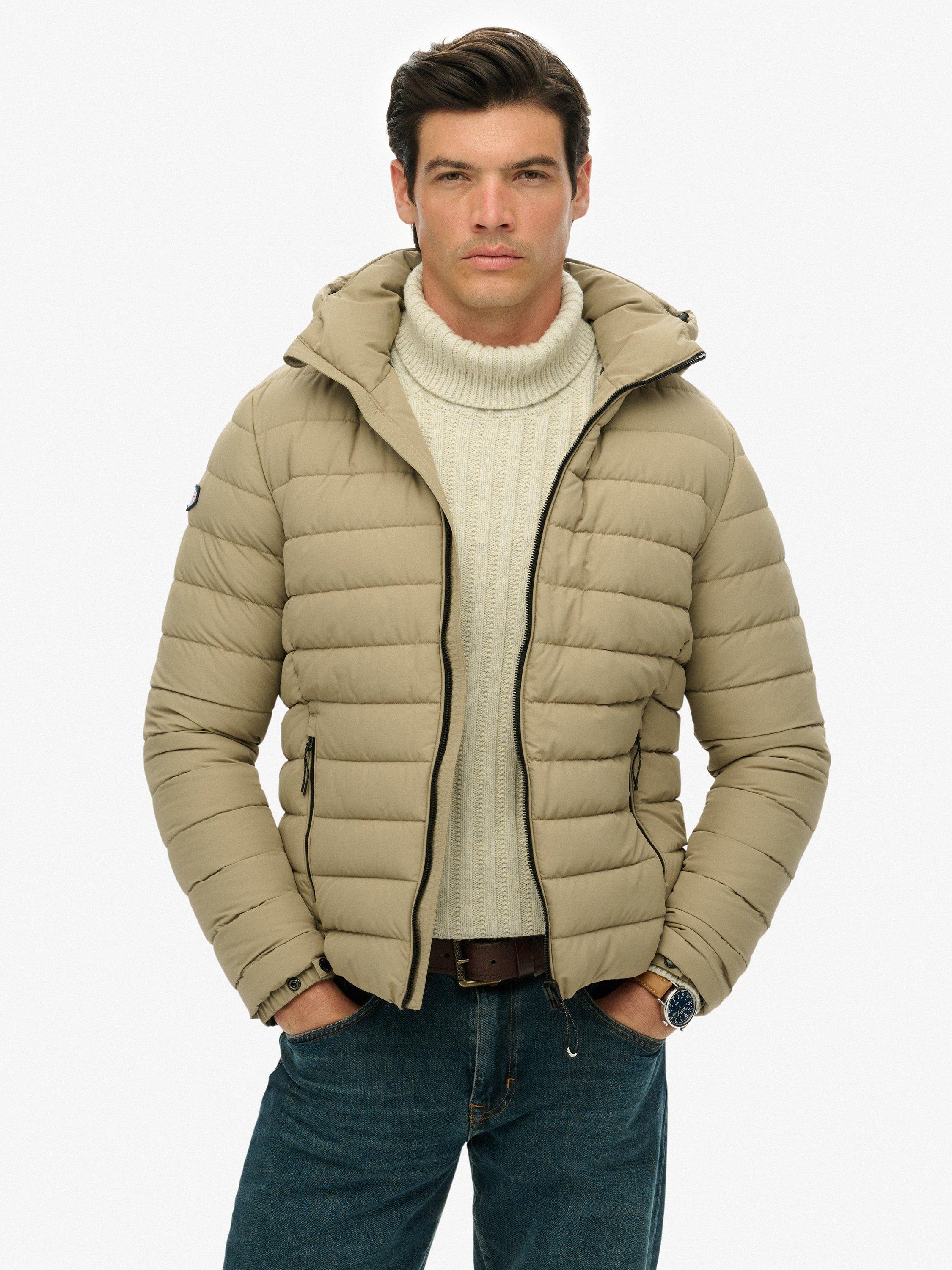 Product image 1 of 6, which shows Superdry Hooded Fuji Padded Jacket, Winter Twig Beige, S
