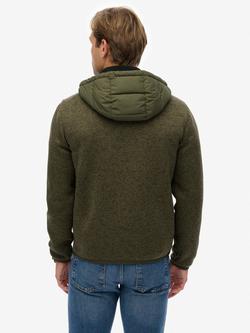 Superdry Hooded Knit Storm Hybrid Jacket - view 2, Khaki Green Marl