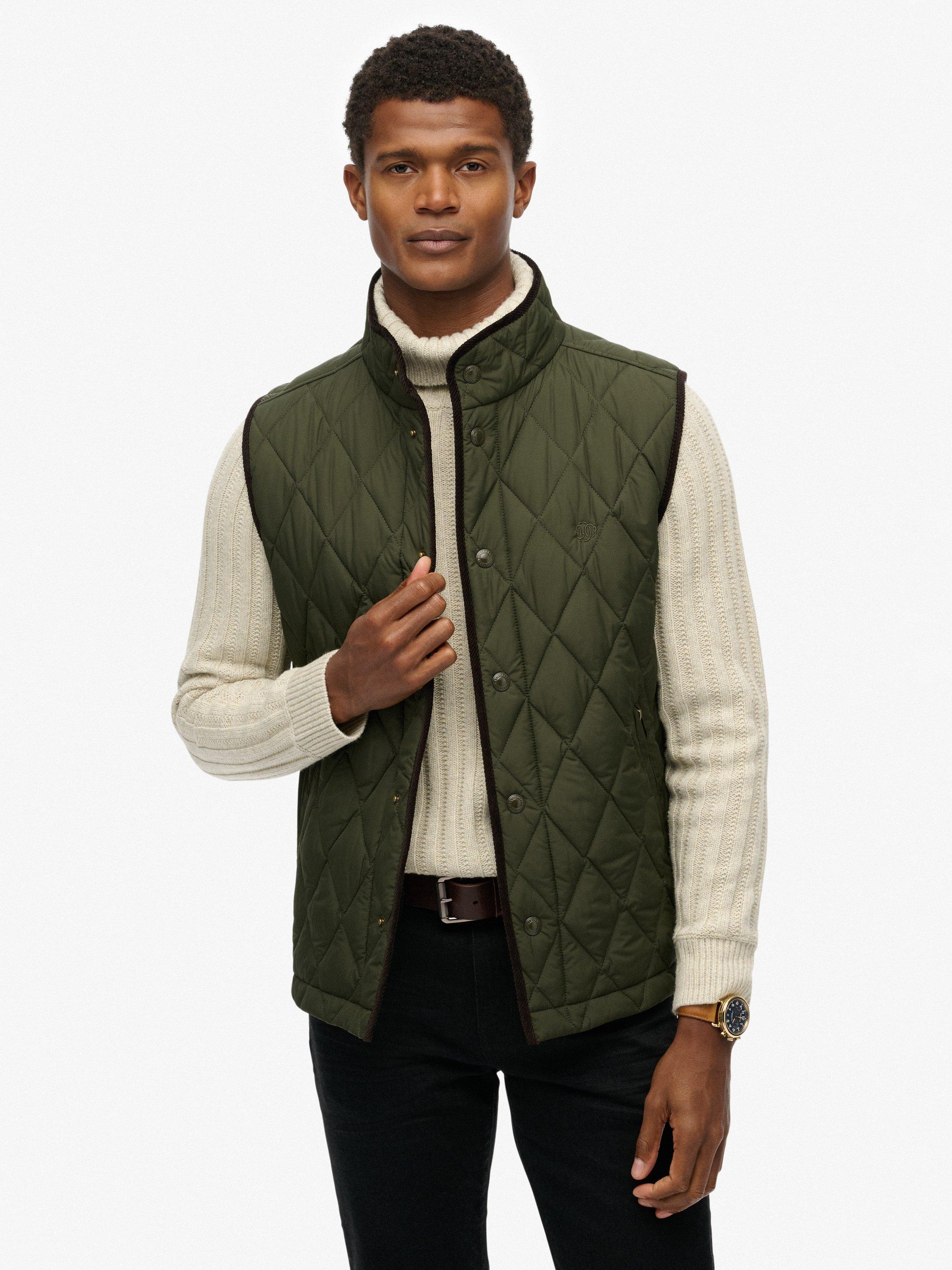 Product image 1 of 7, which shows Superdry Quilted Estate Gilet, Olive Green, L