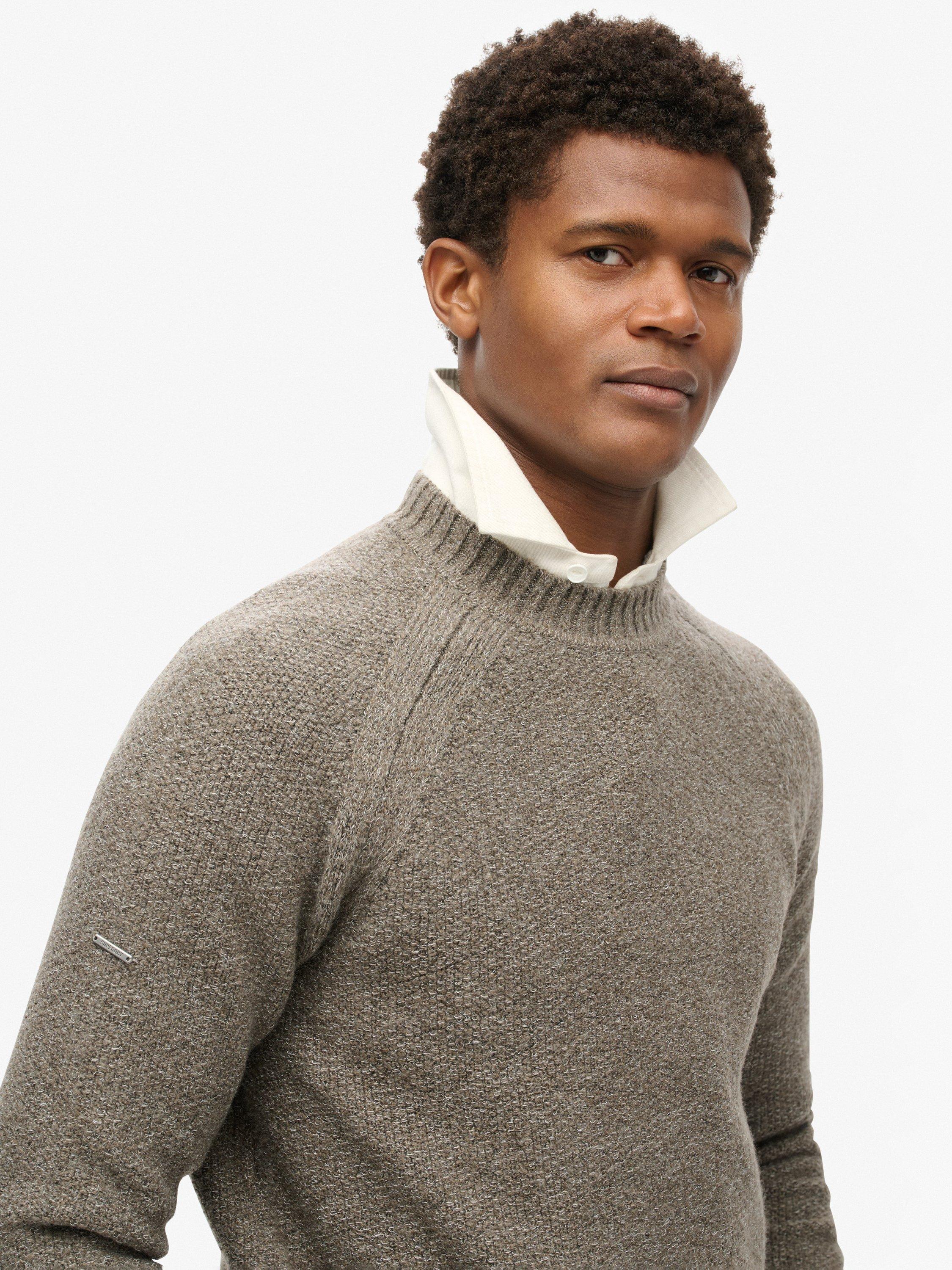 Product image 4 of 5, which shows Superdry Chunky Raglan Jumper, Walnut Brown, S